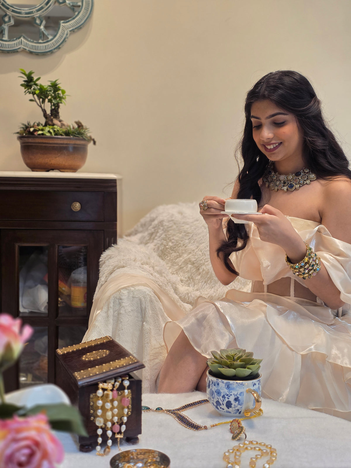 The Yuvaan studio in Navi Mumbai, a client trying pieces