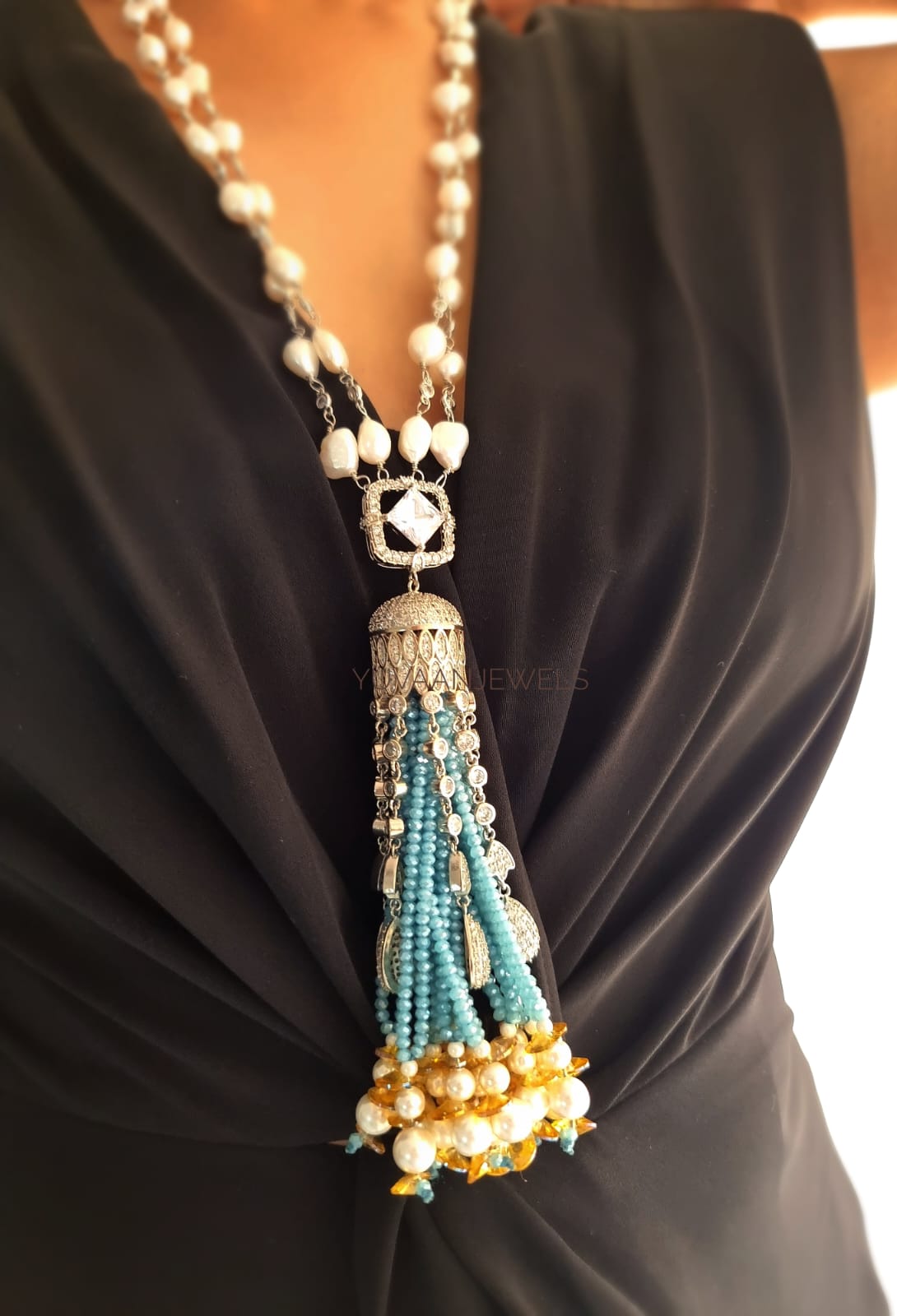 Blue bird tassel necklace Thumbnail