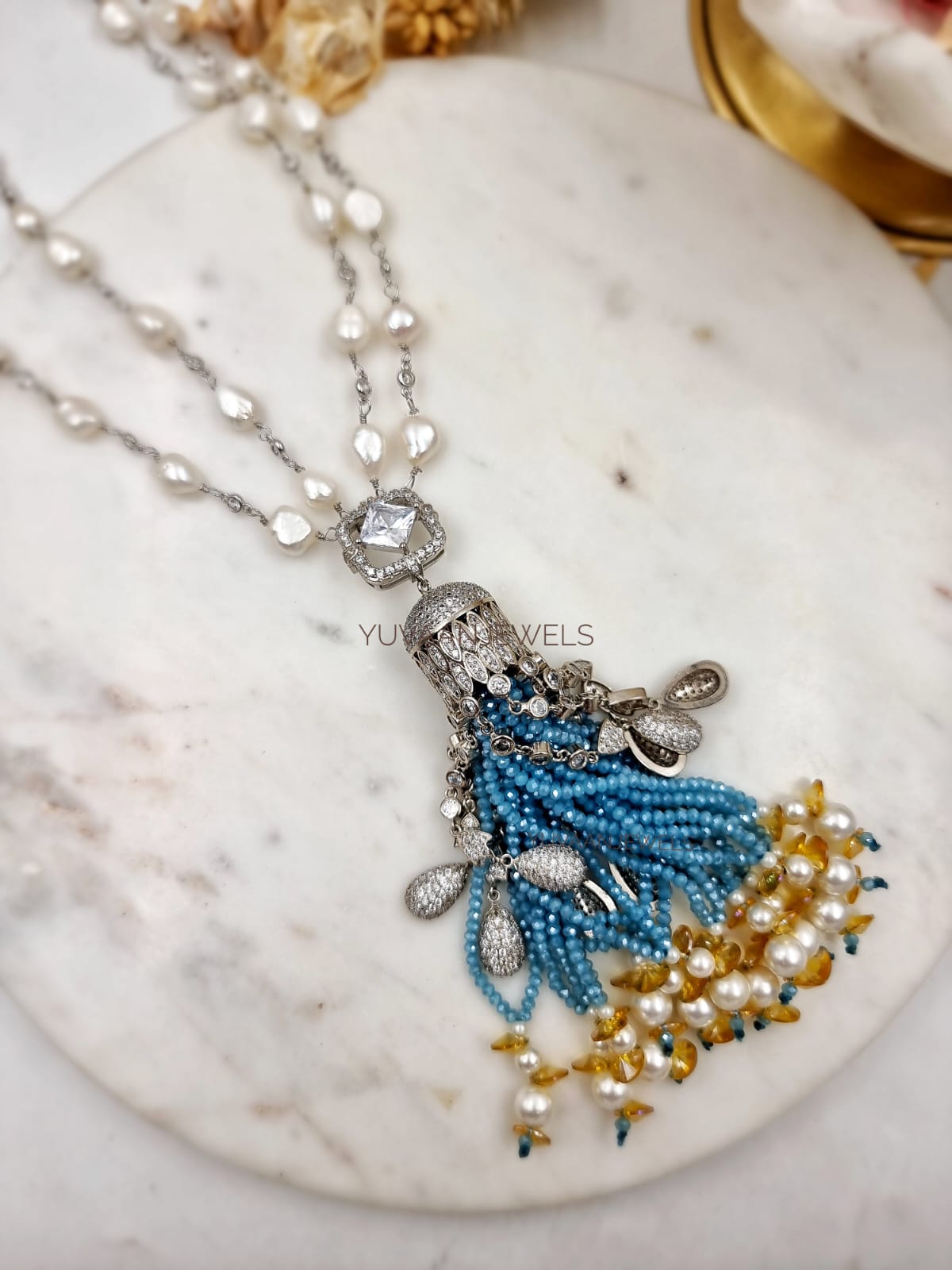 Blue bird tassel necklace Thumbnail