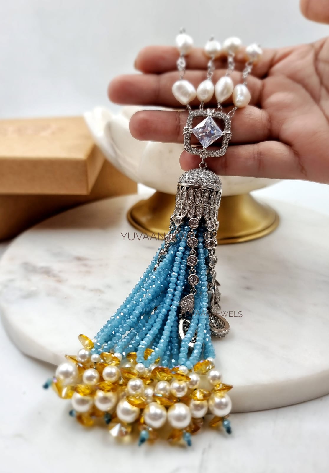 Blue bird tassel necklace Thumbnail