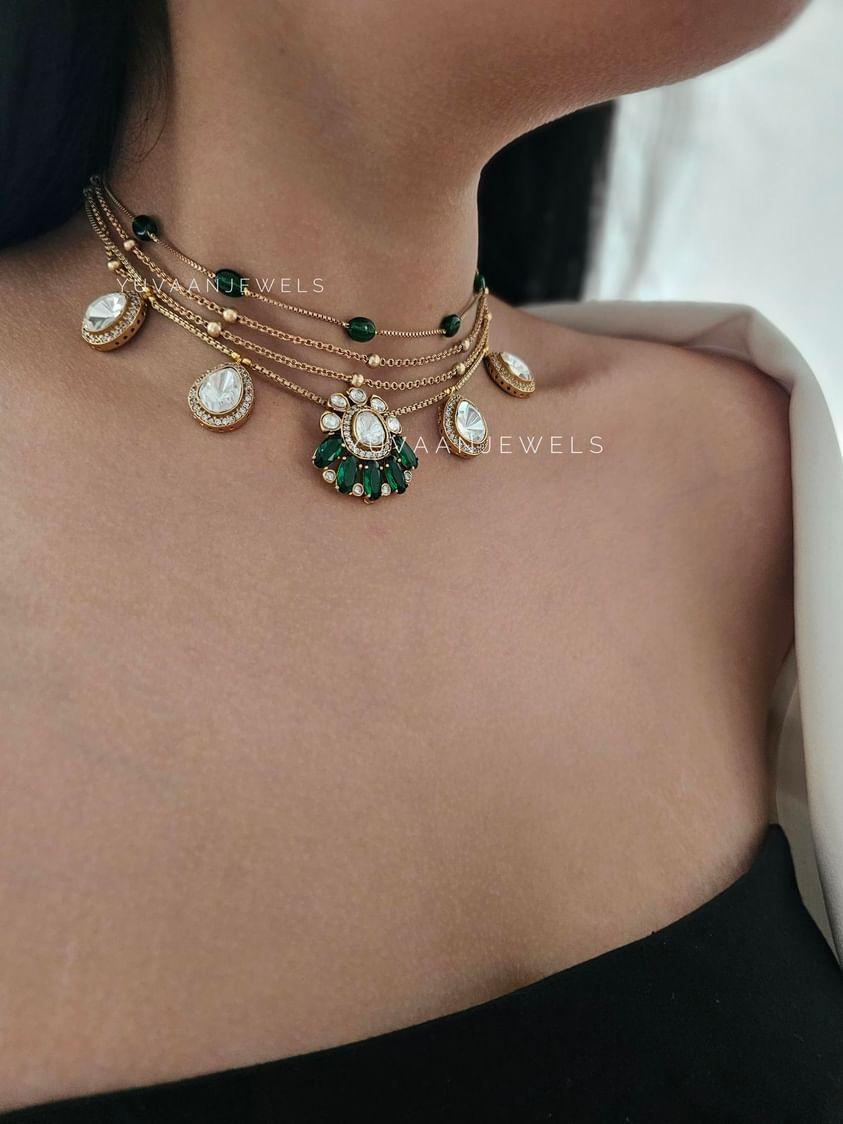 Selah multi-layered polki necklace Thumbnail