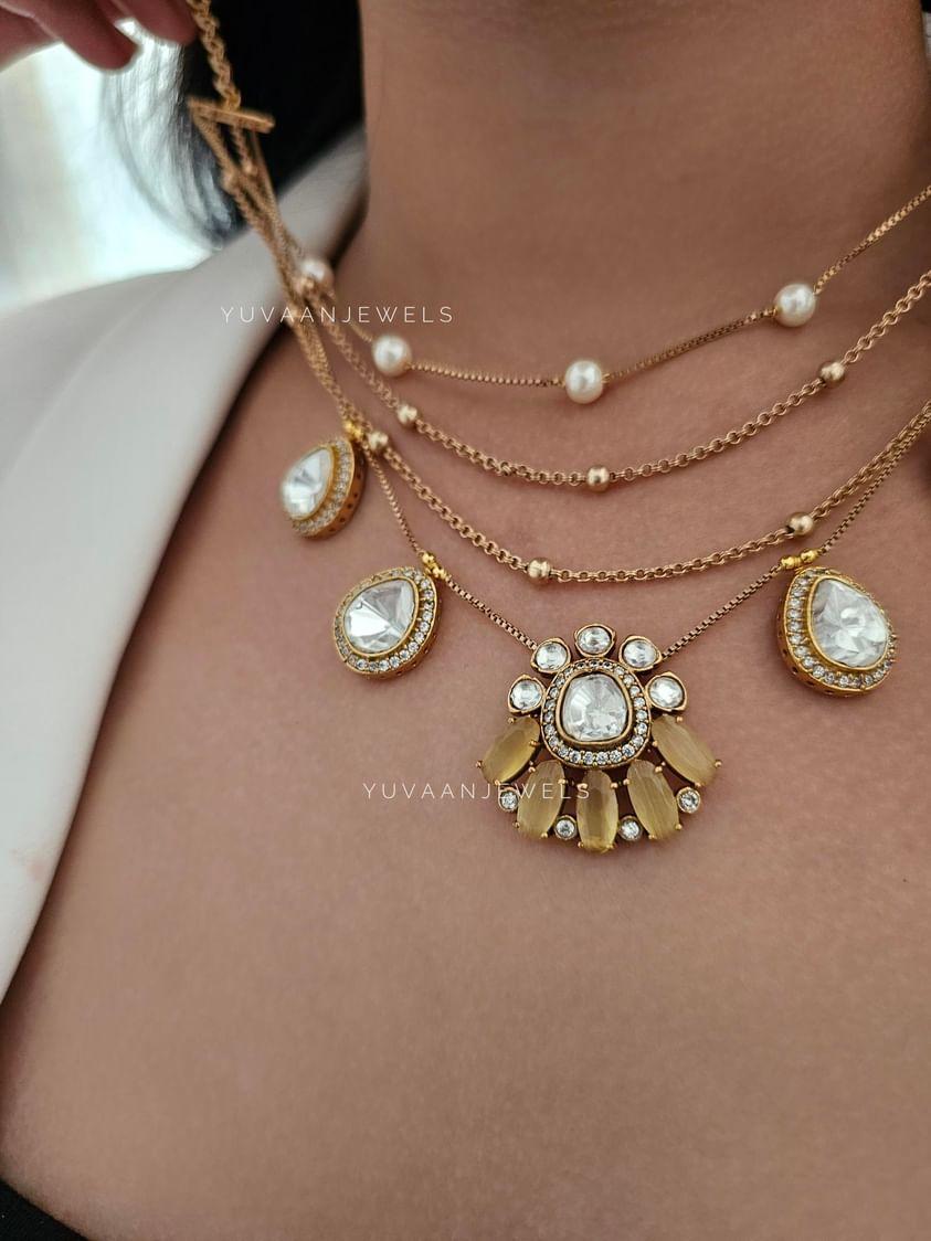 Selah multi-layered polki necklace