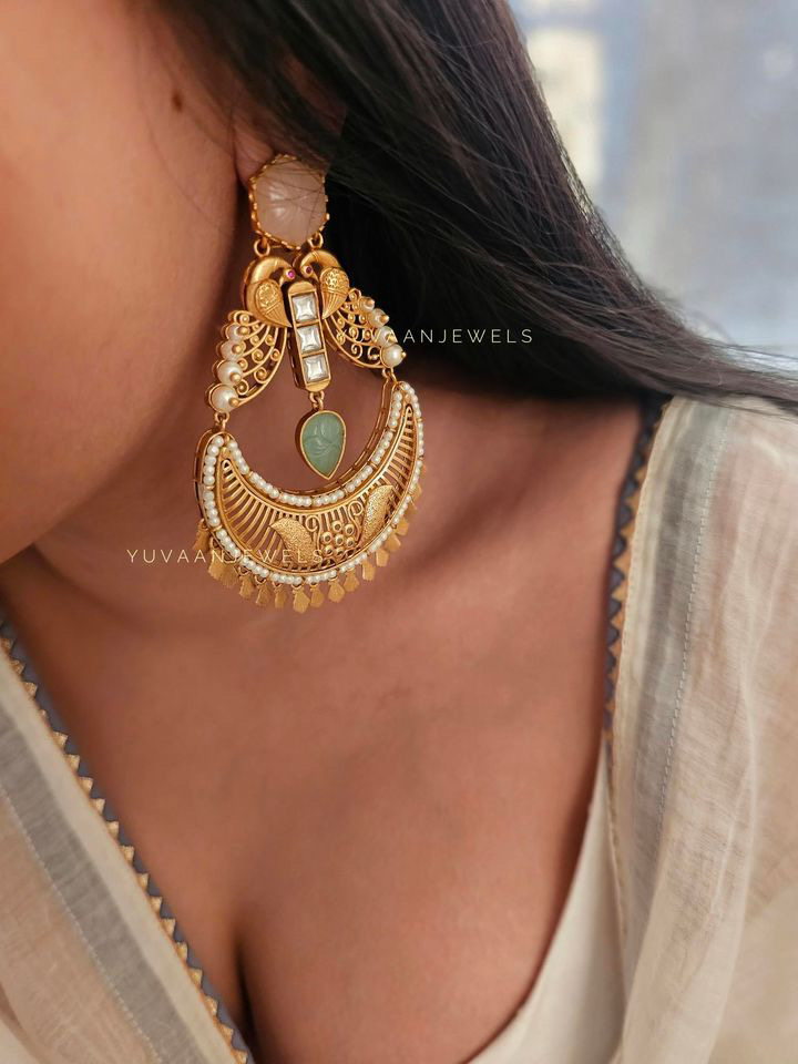 Shilpa Handcarved Stone Earings Thumbnail