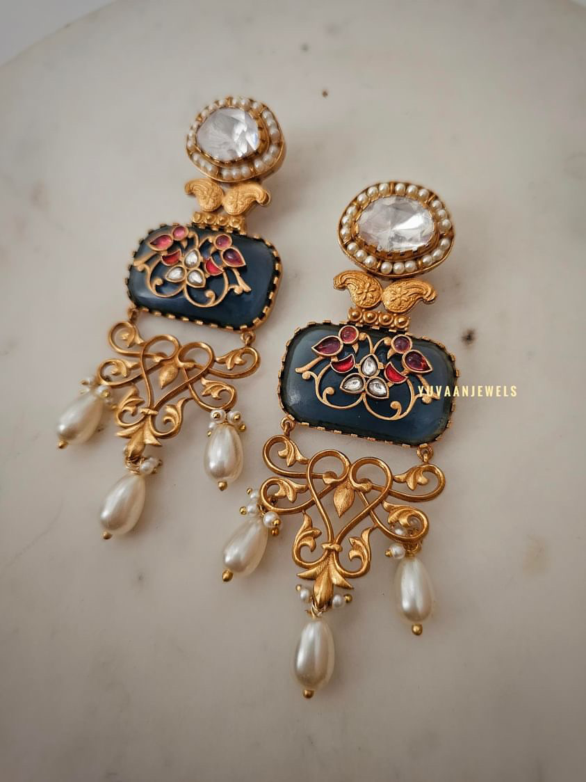 Prachi raw stone & Polki earrings Thumbnail