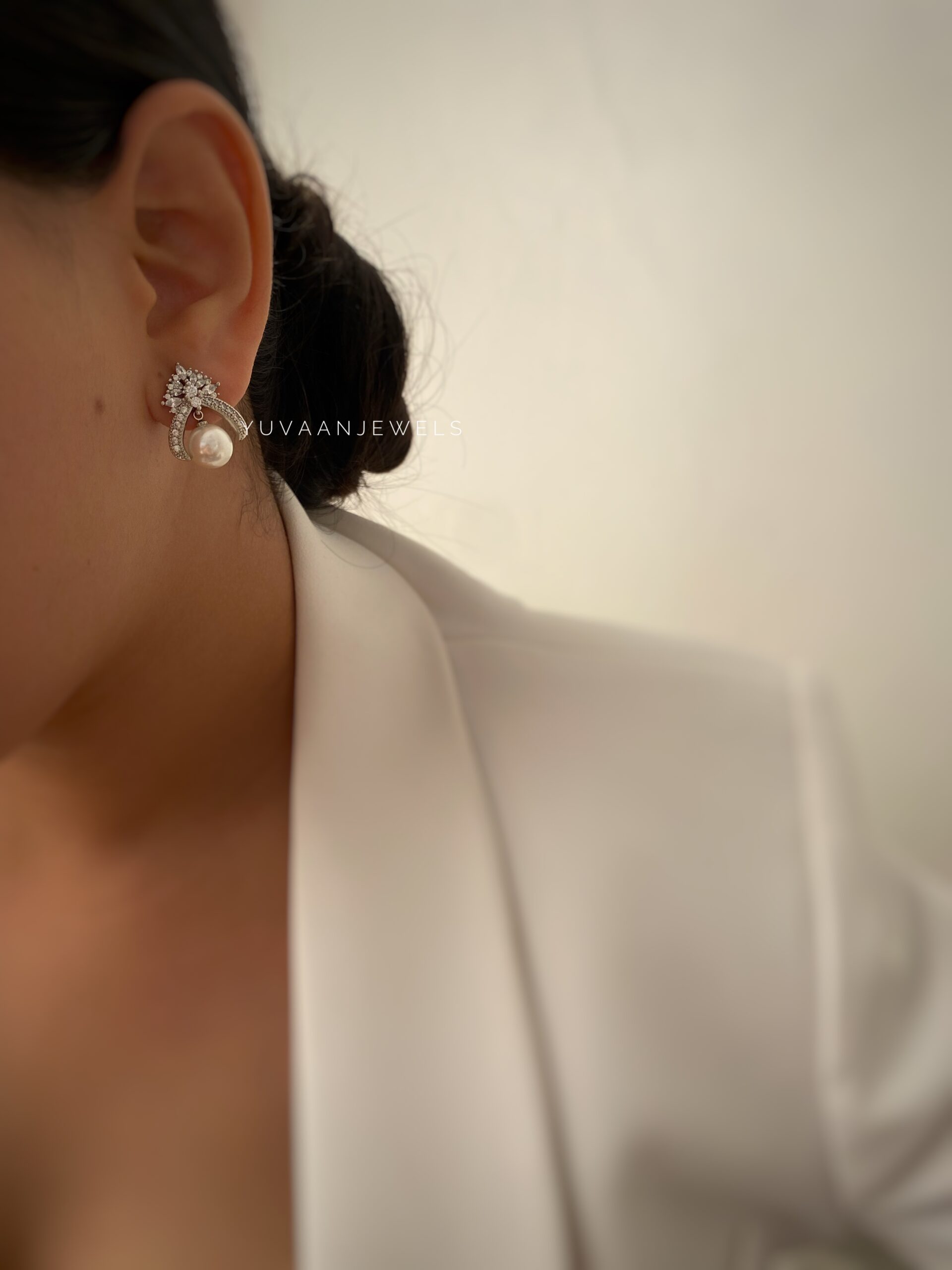 White Pearl drop earrings