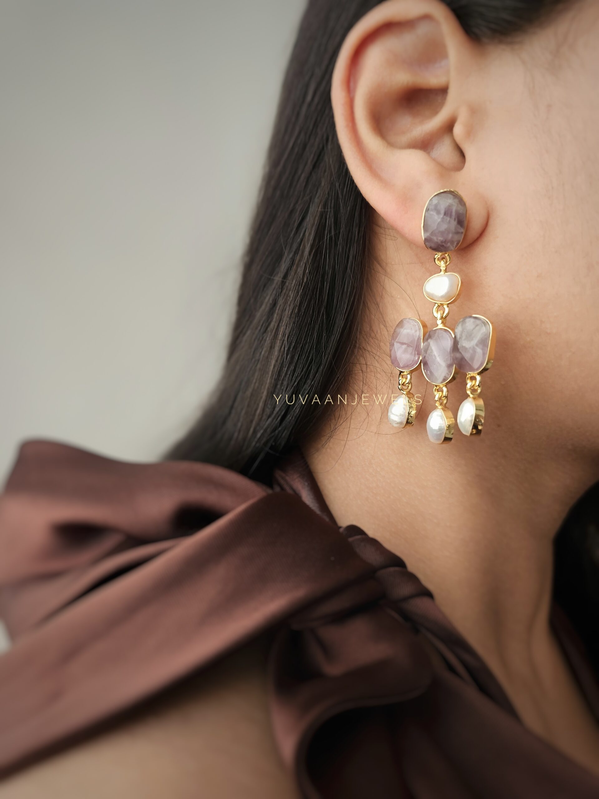 Madhu semi precious baroque earrings Thumbnail