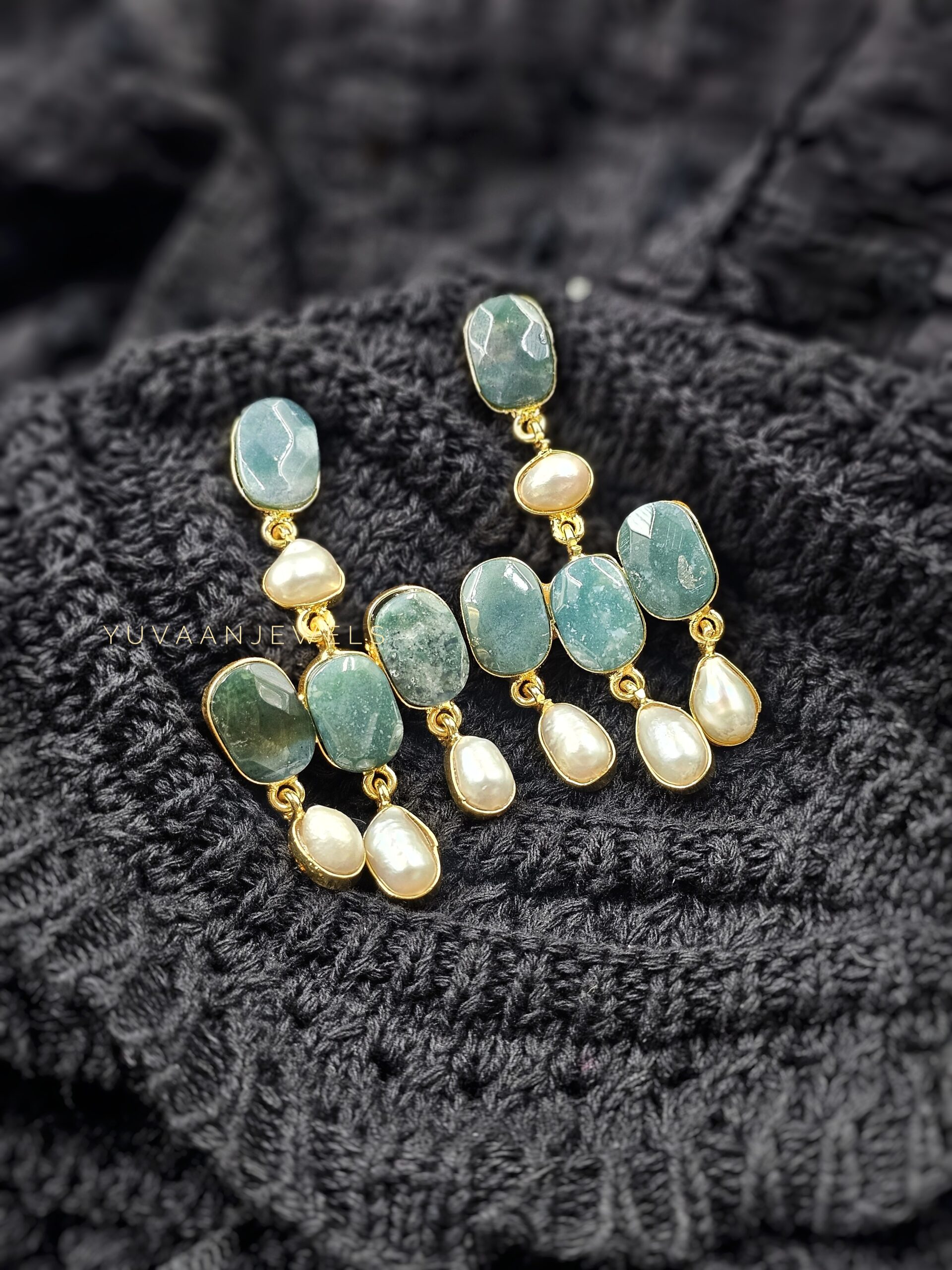 Madhu semi precious baroque earrings Thumbnail