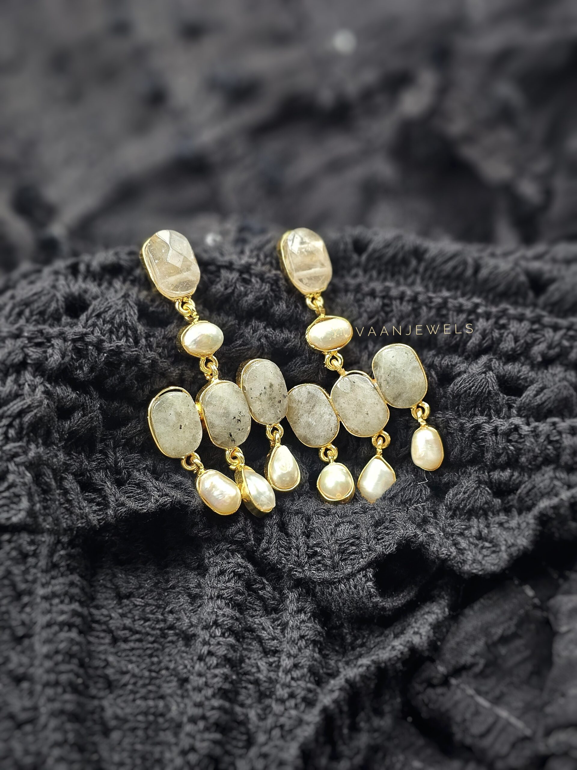 Madhu semi precious baroque earrings Thumbnail