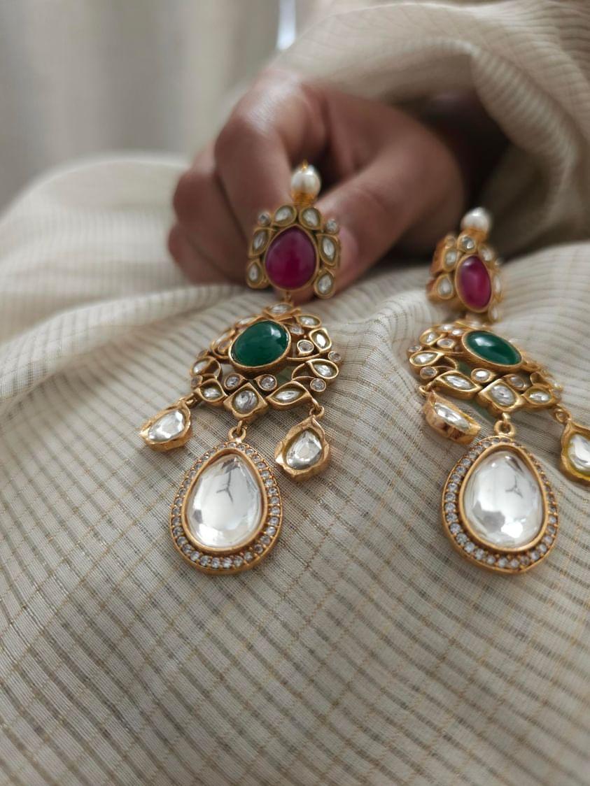 Nav rass Polki earrings Thumbnail