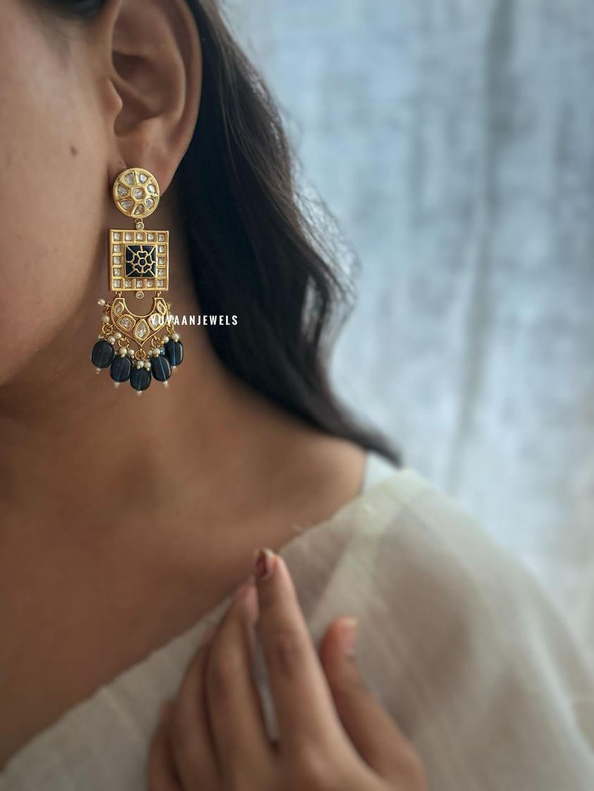 Shivangi polki and pearl earrings Thumbnail