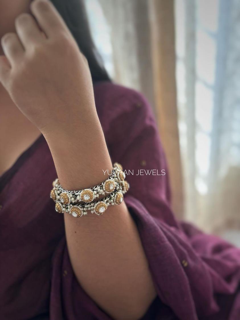 Kriti pearl openable bangles Thumbnail