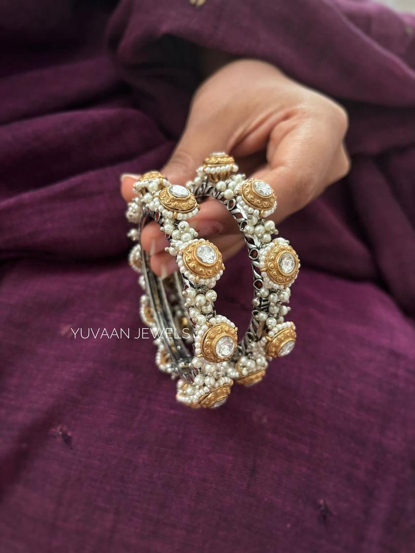 Kriti pearl openable bangles Thumbnail