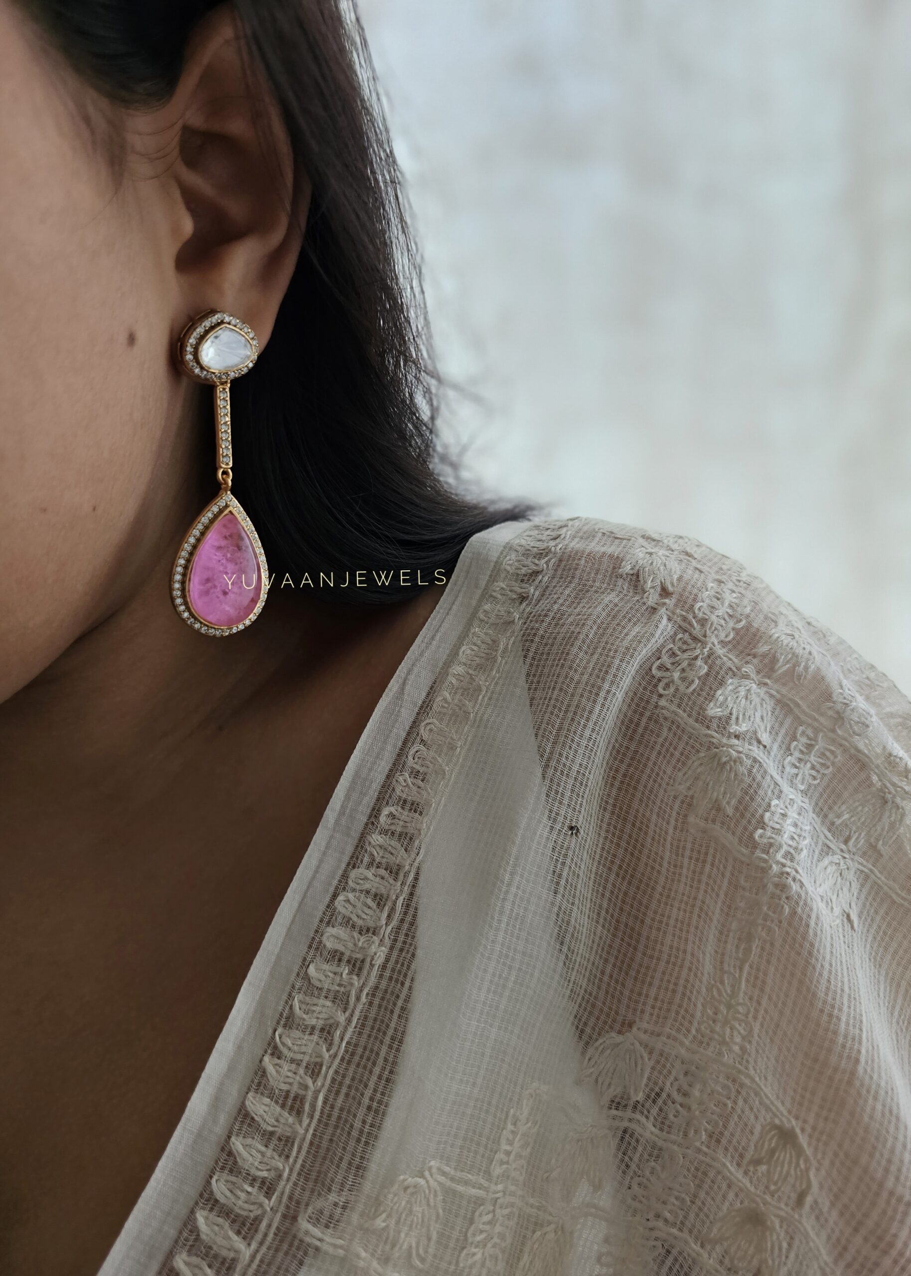 Anubha polki and quartz earings Thumbnail