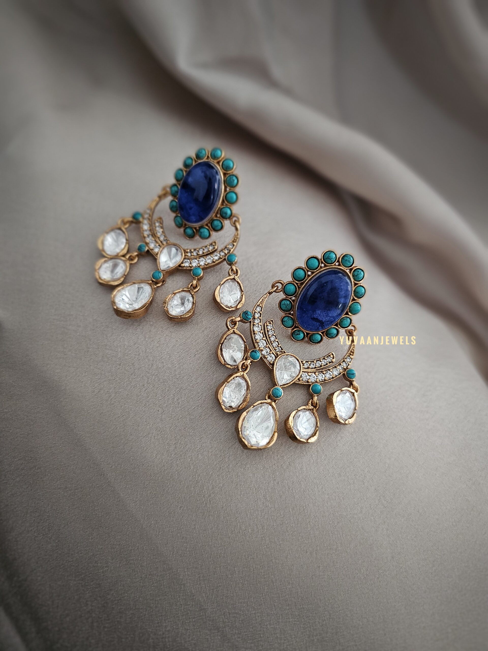 Roshni semi-precious stone & polki earings Thumbnail