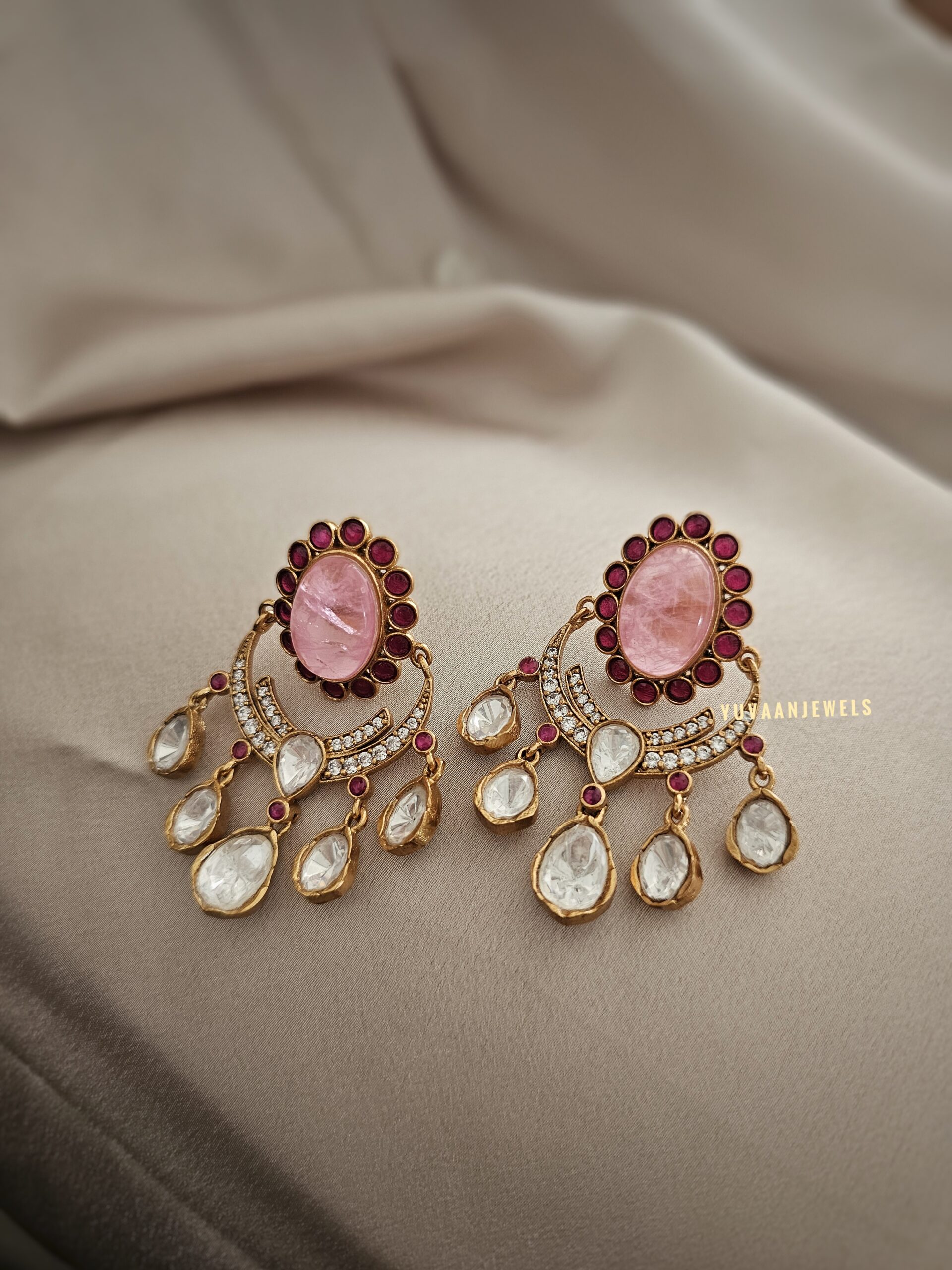 Roshni semi-precious stone & polki earings Thumbnail