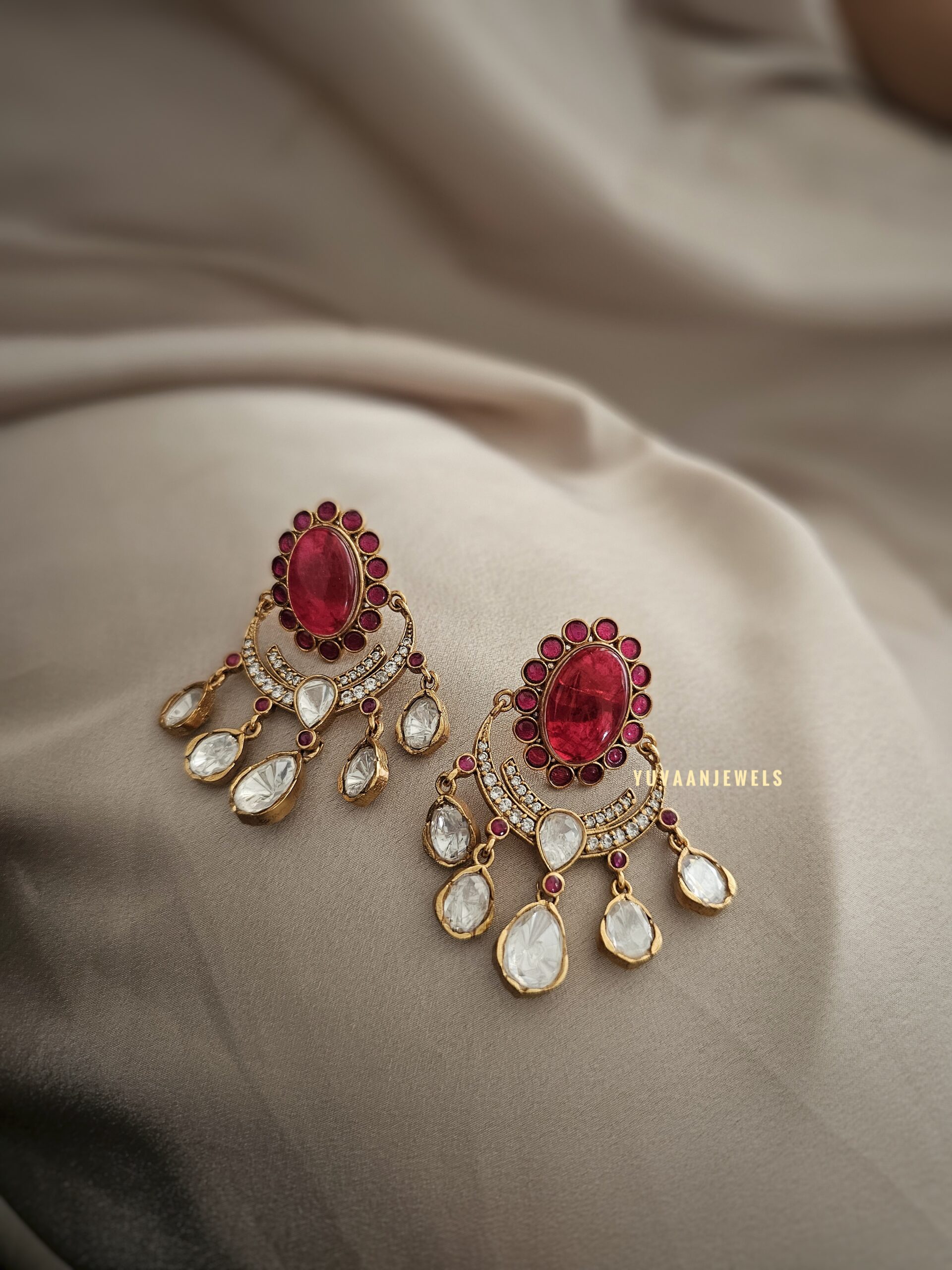 Roshni semi-precious stone & polki earings Thumbnail