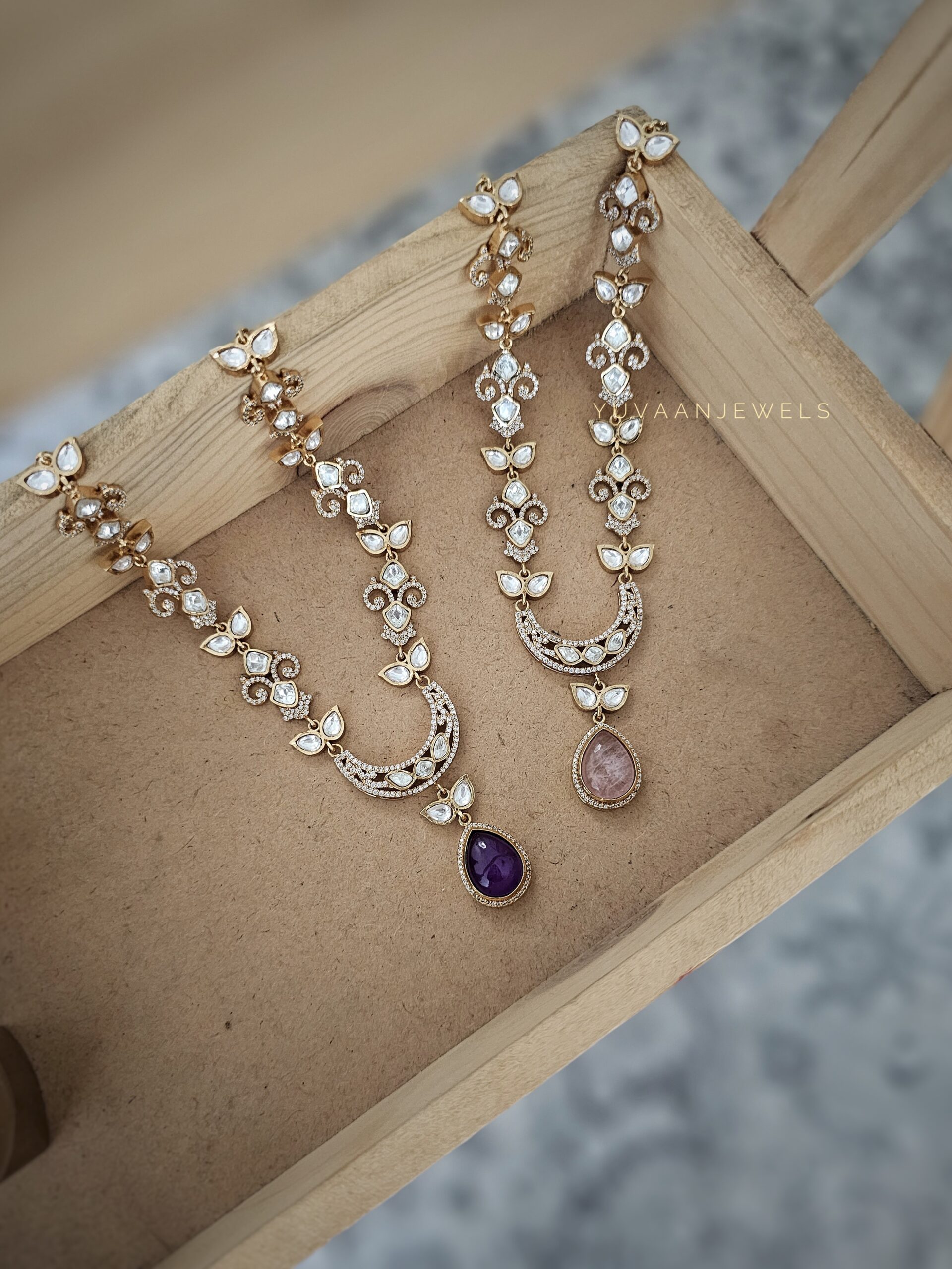 Sunidhi delicate polki & Quartz necklace Thumbnail