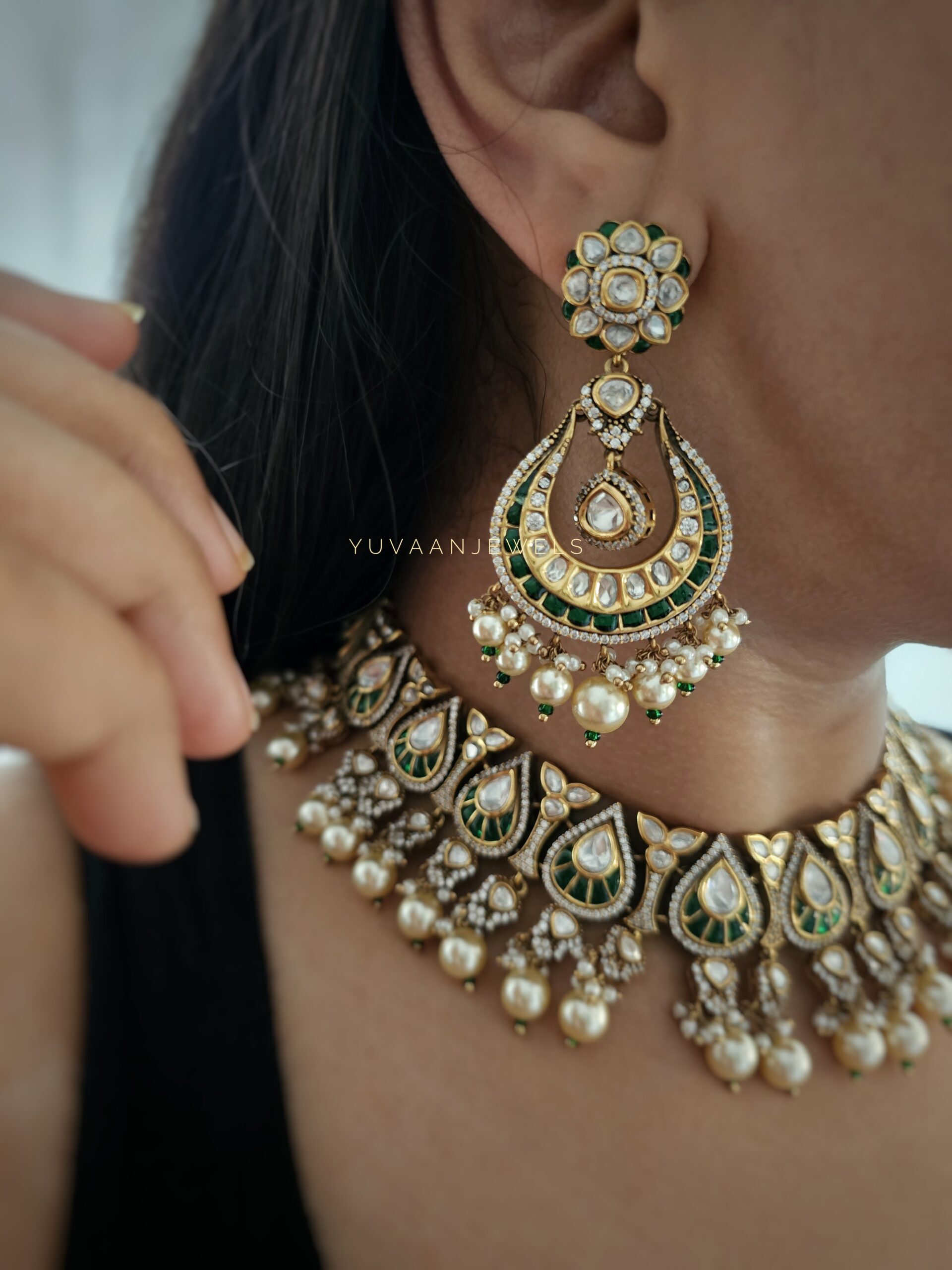Rano pearl and polki necklace Thumbnail