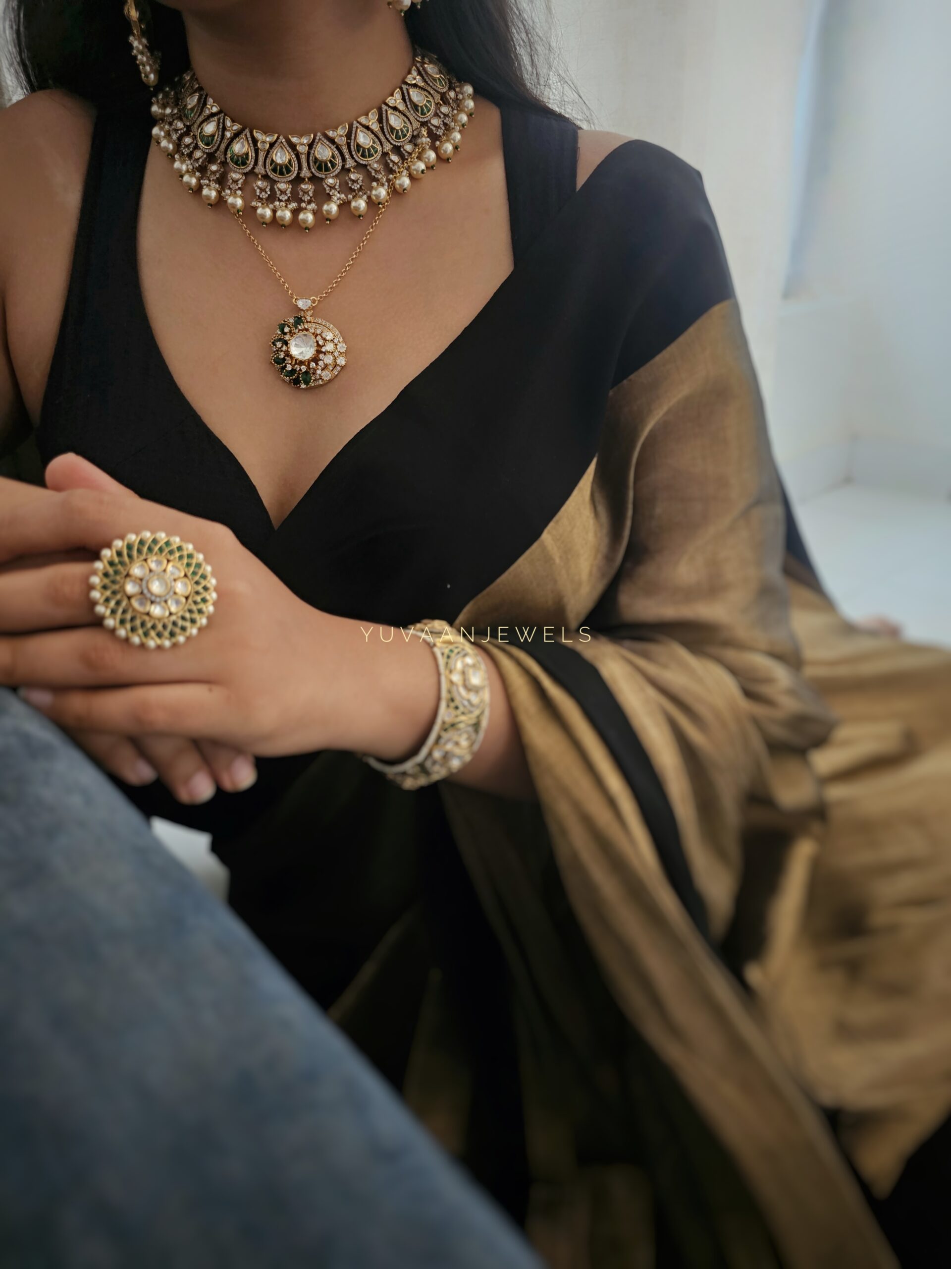 Rano pearl and polki necklace Thumbnail
