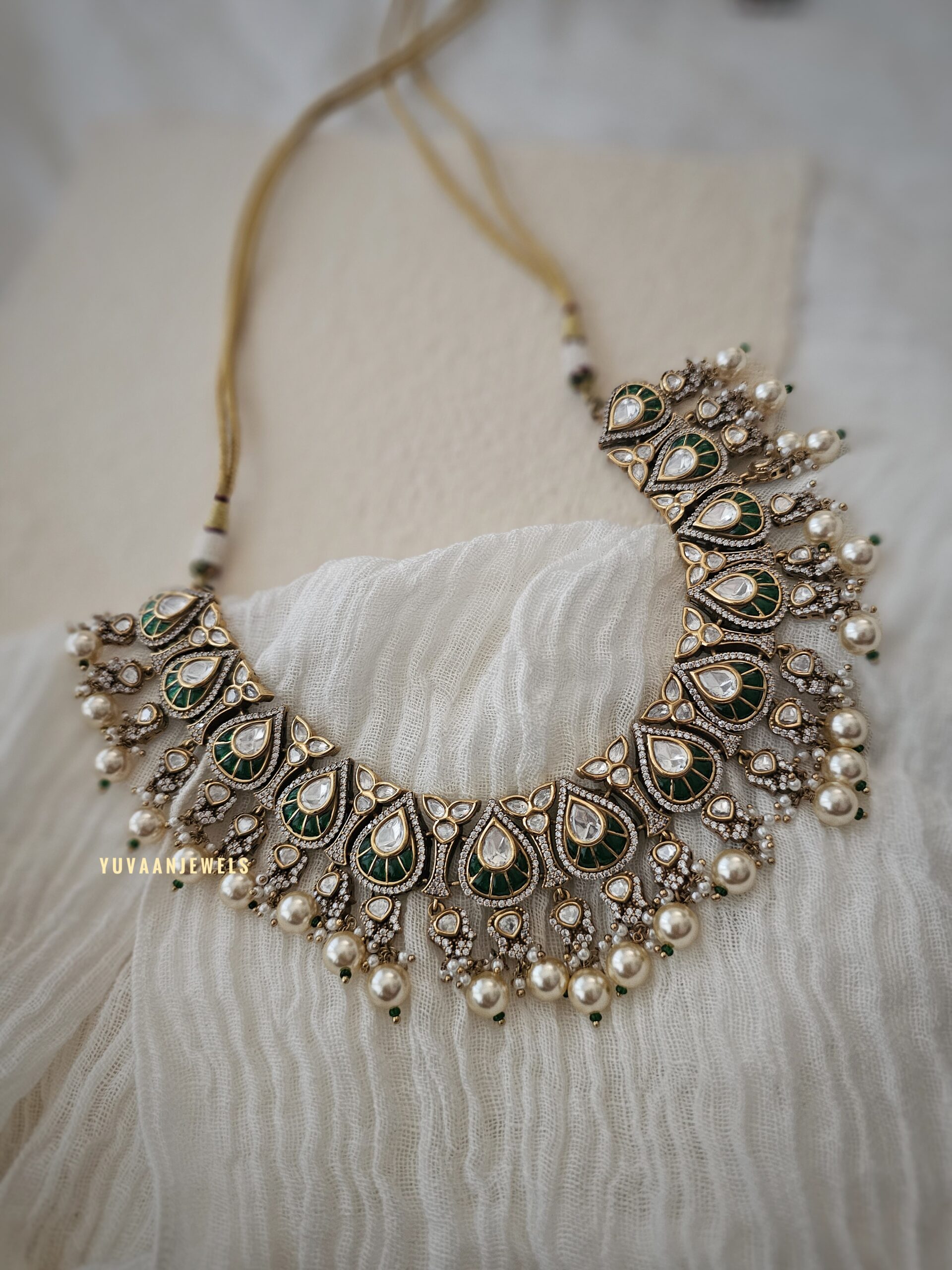 Rano pearl and polki necklace Thumbnail