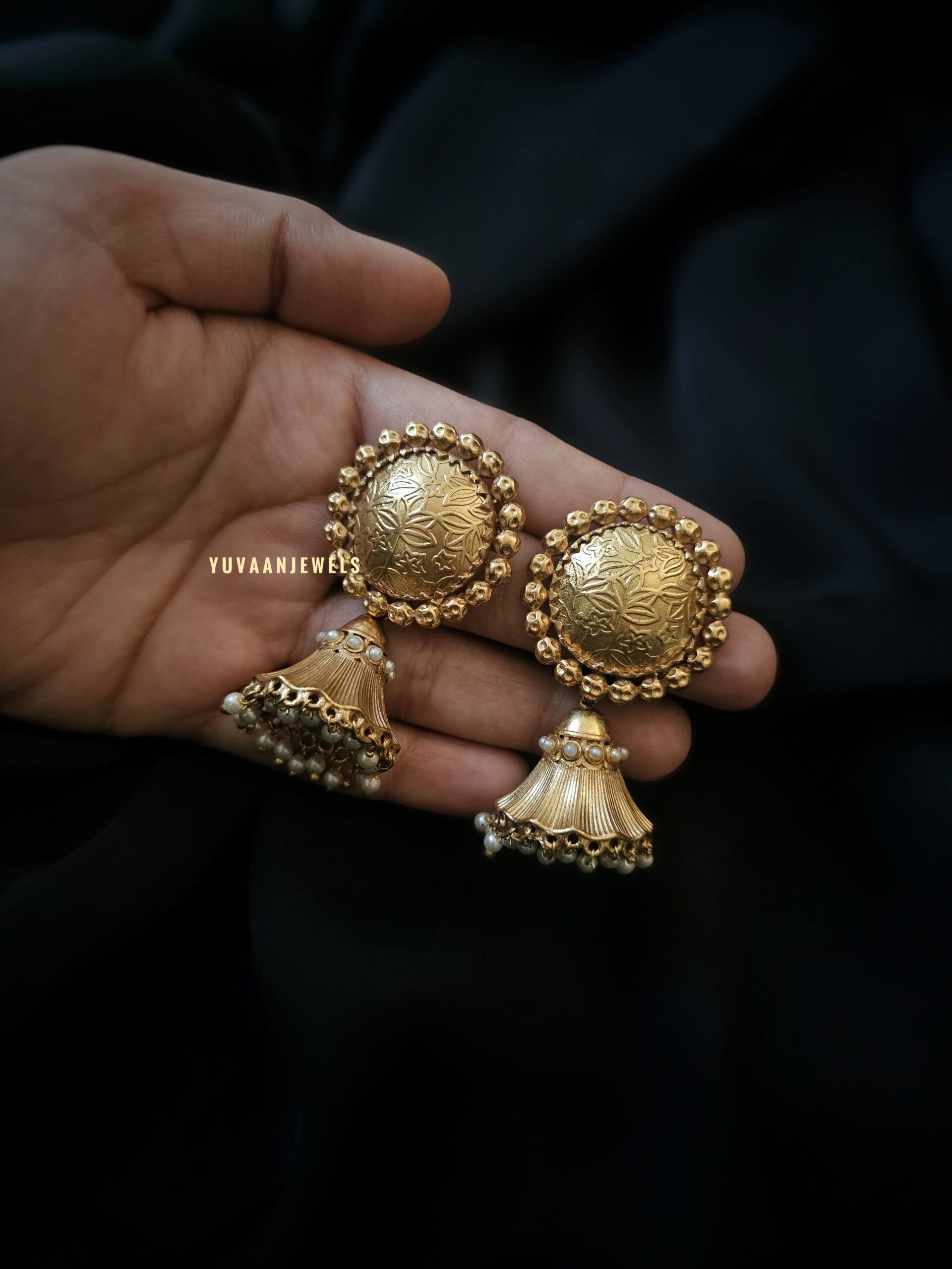 Supriya gold handcrafted earings Thumbnail