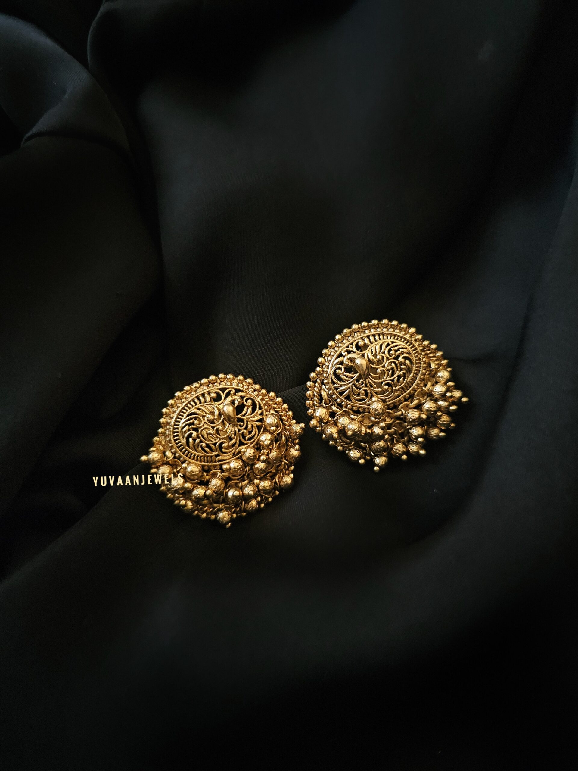 Madhubani gold handcrafted studs Thumbnail