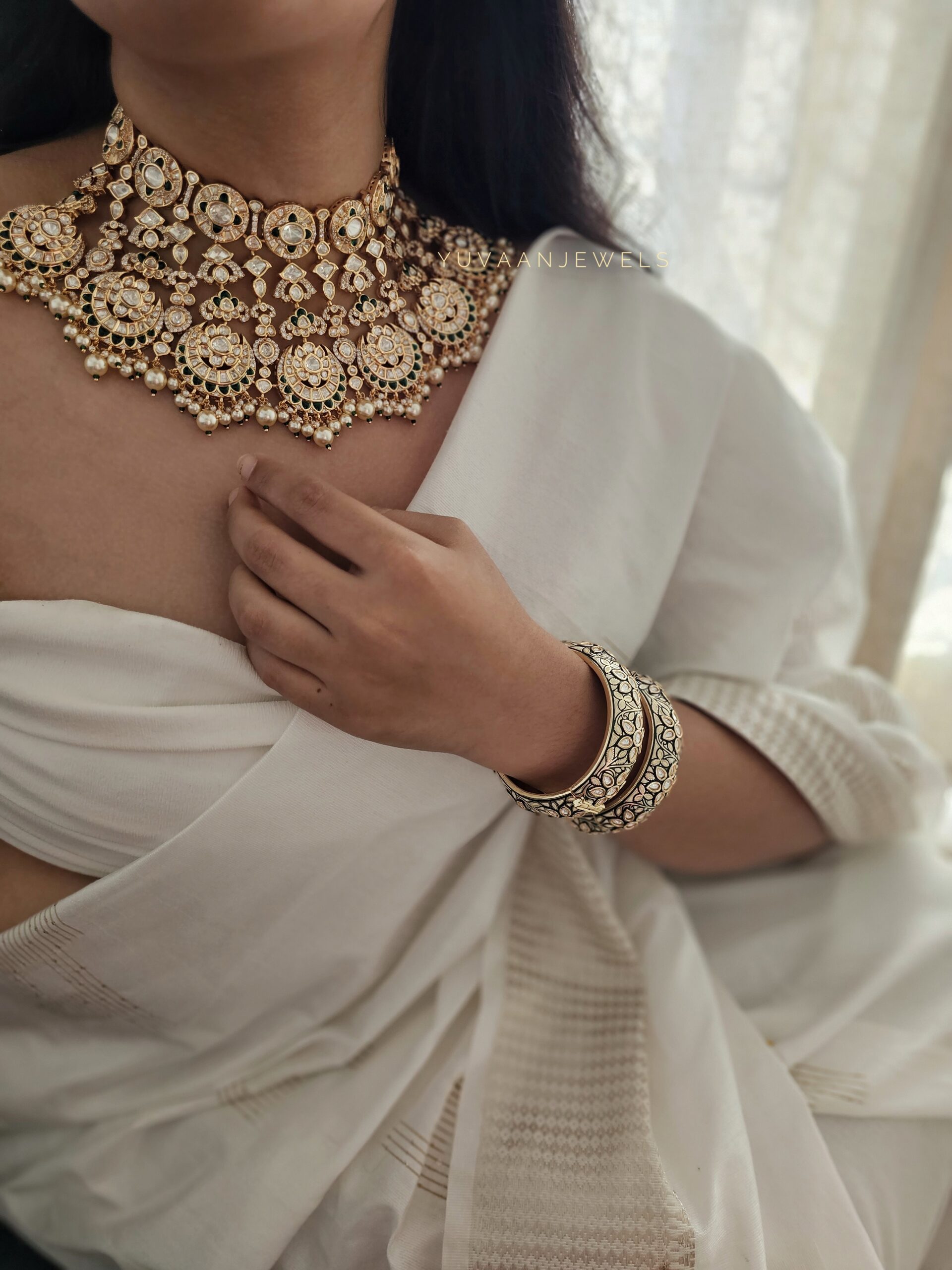 Amulya polki and pearls necklace Thumbnail