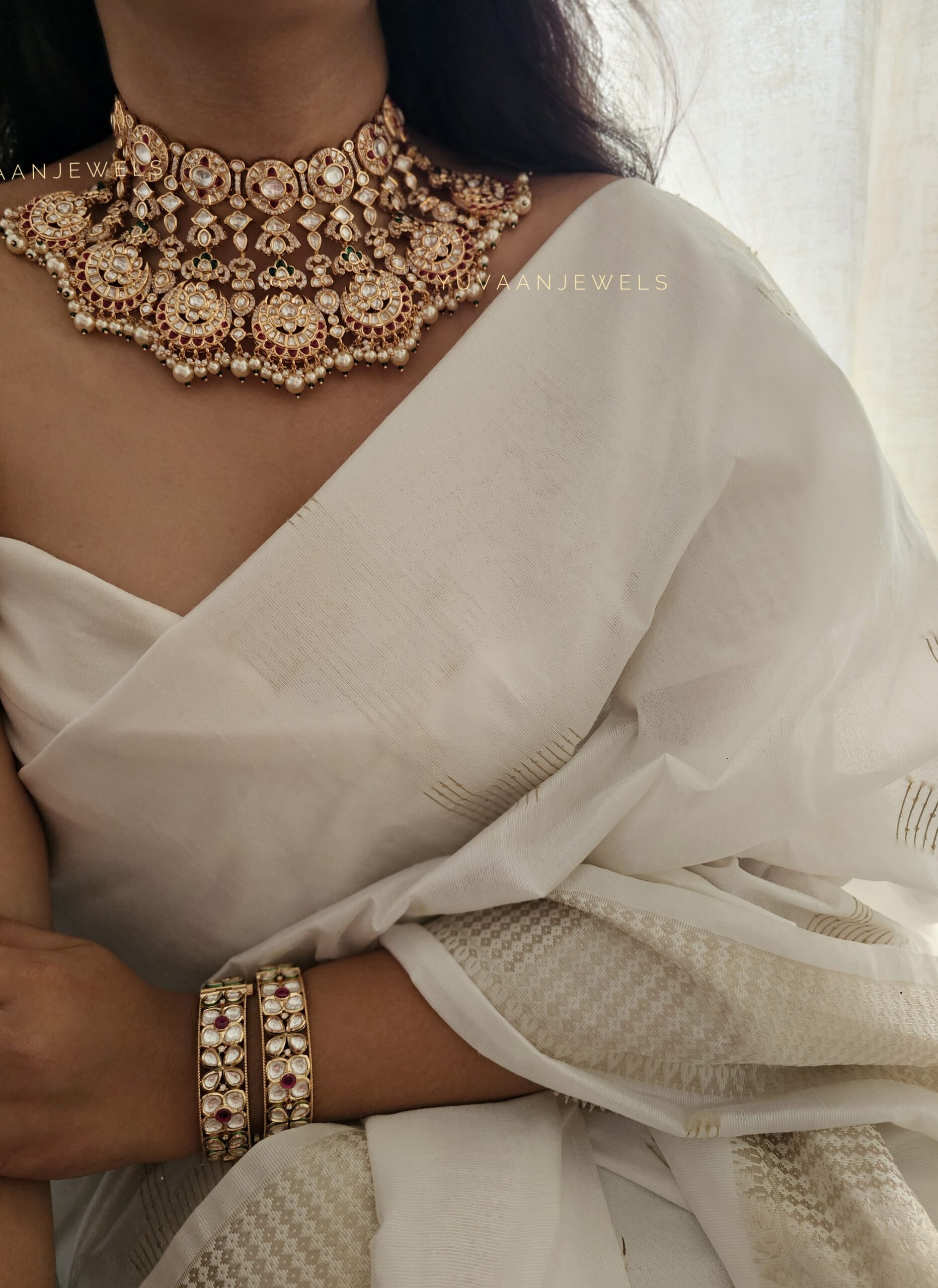 Amulya polki and pearls necklace Thumbnail