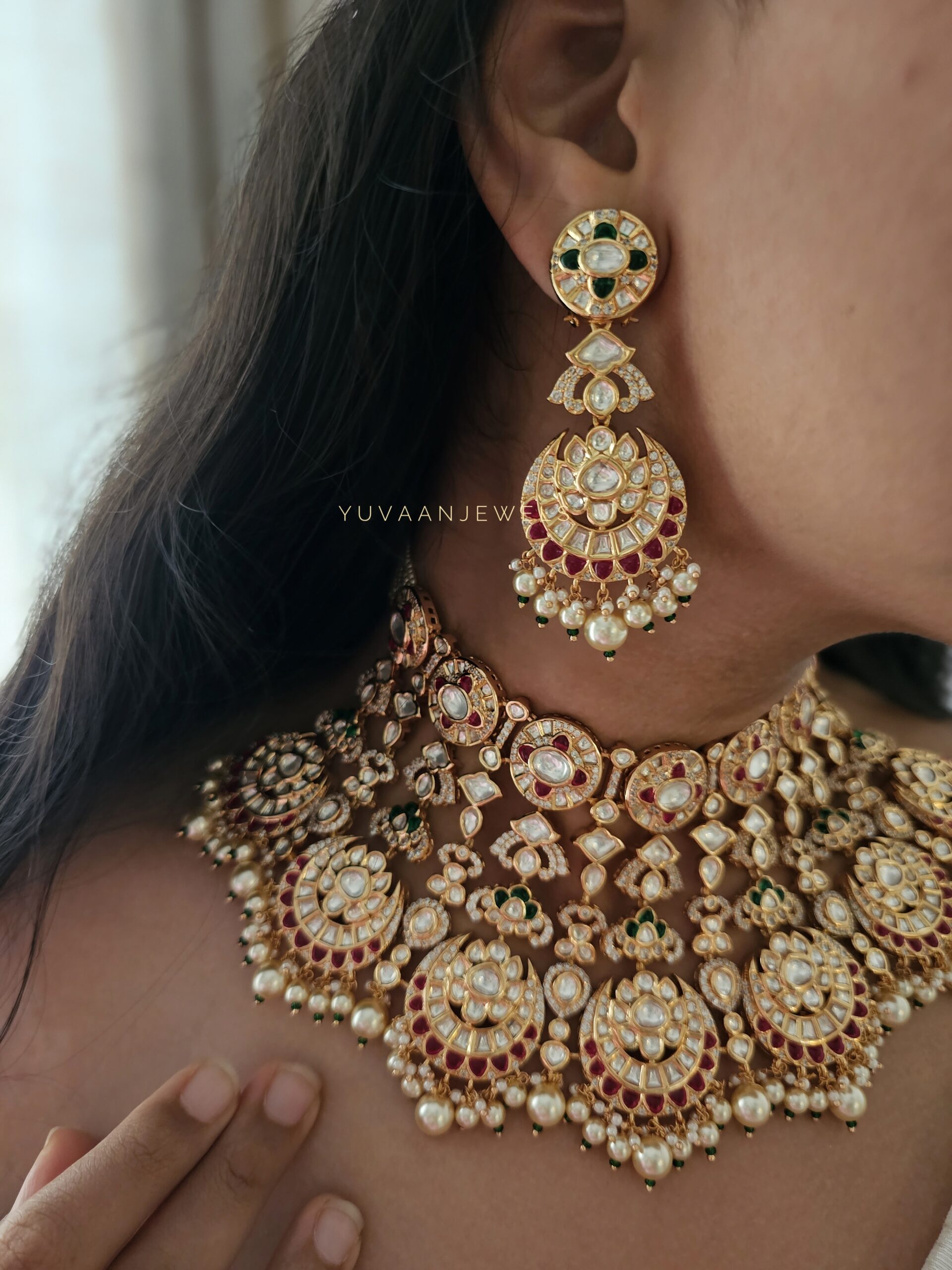 Amulya polki and pearls necklace Thumbnail