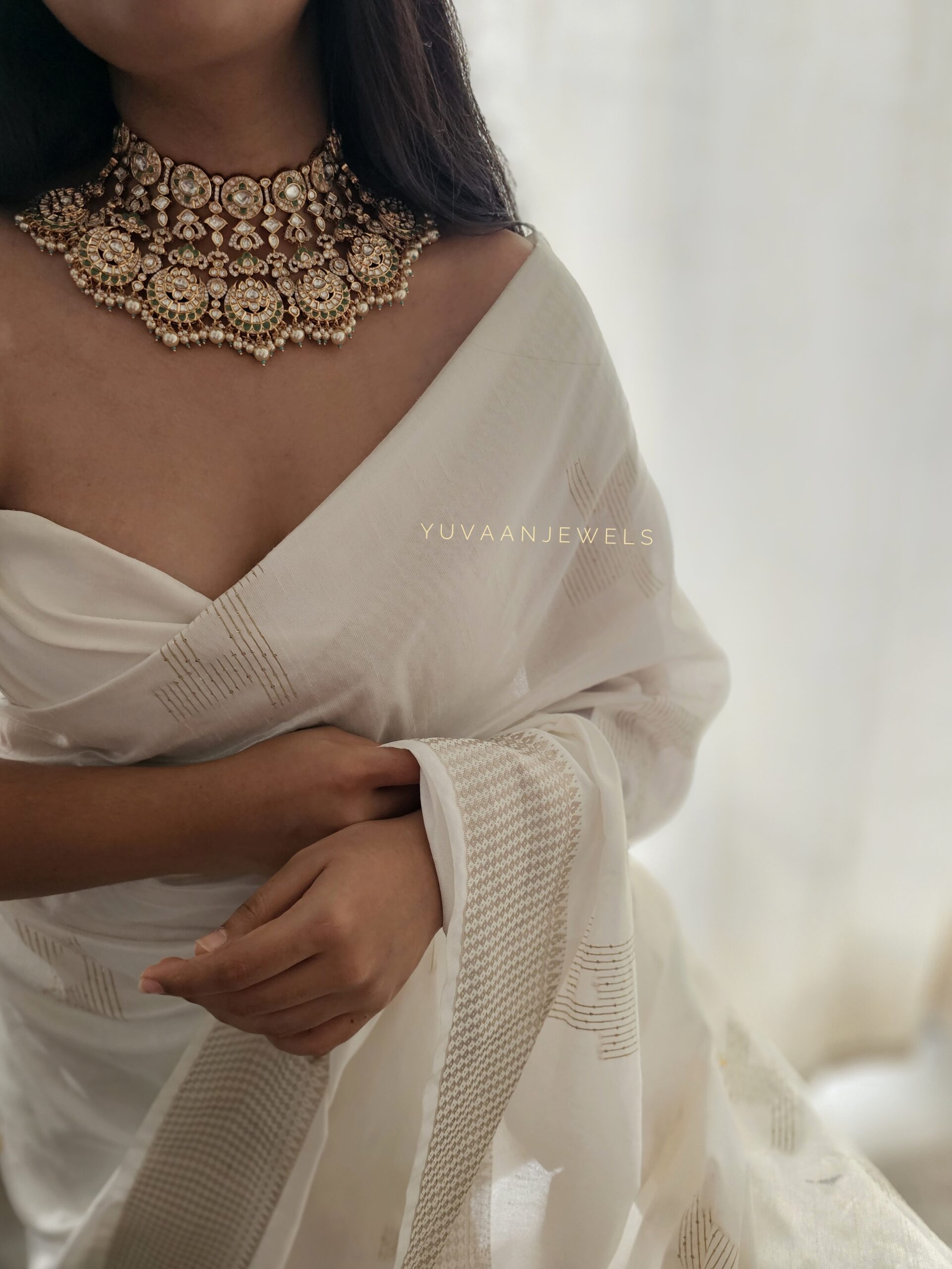 Amulya polki and pearls necklace Thumbnail