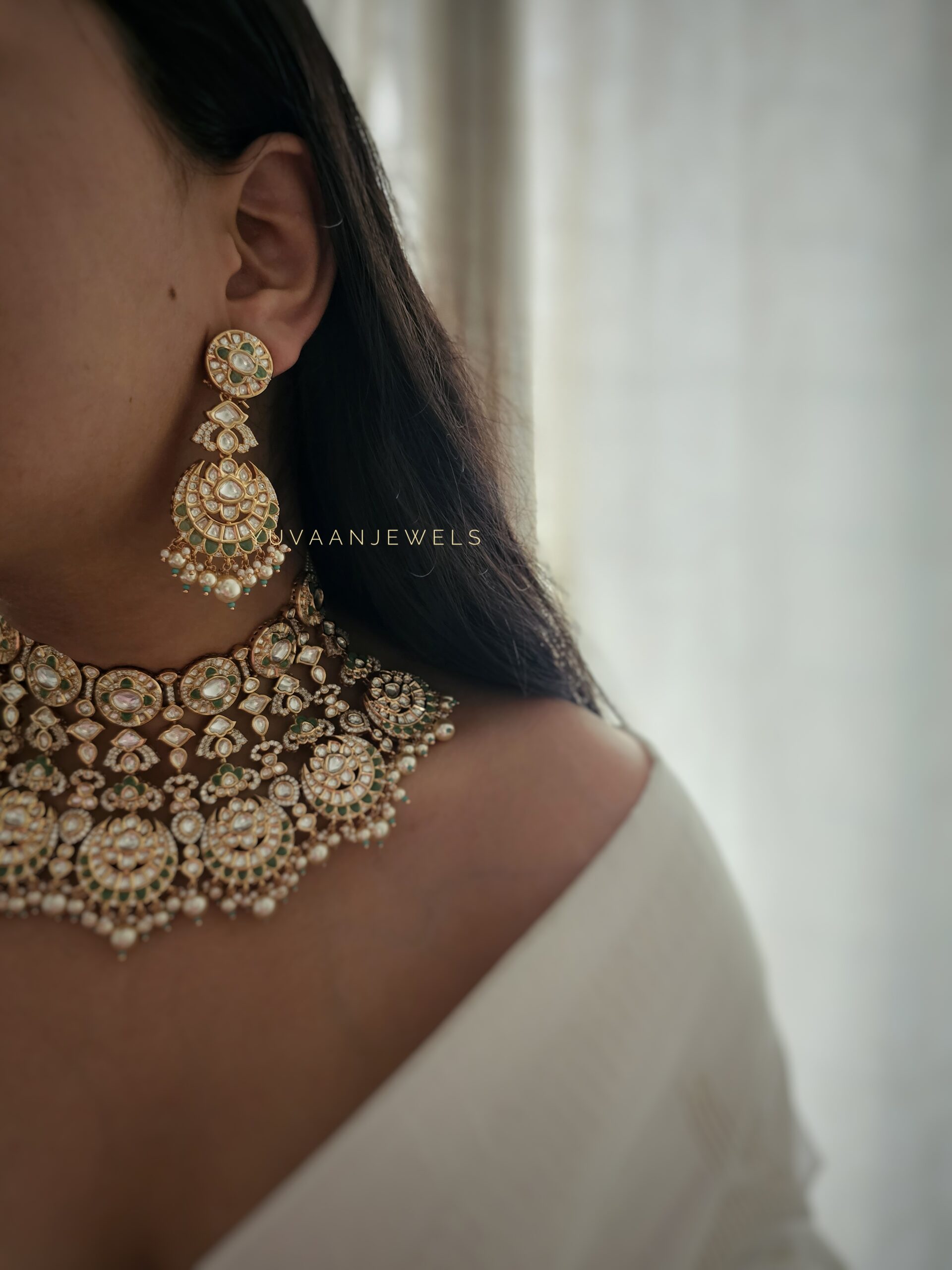 Amulya polki and pearls necklace Thumbnail