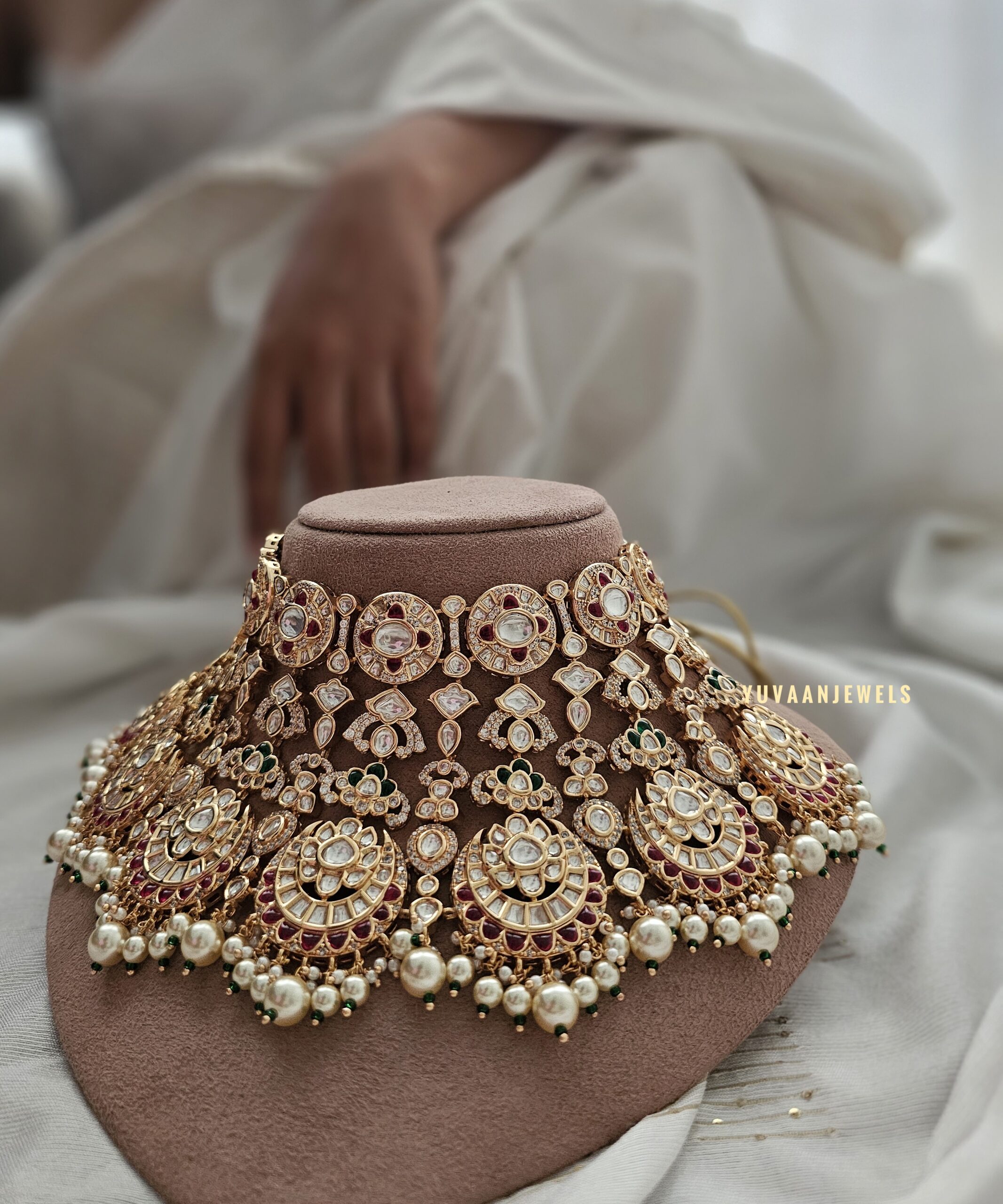 Amulya polki and pearls necklace Thumbnail