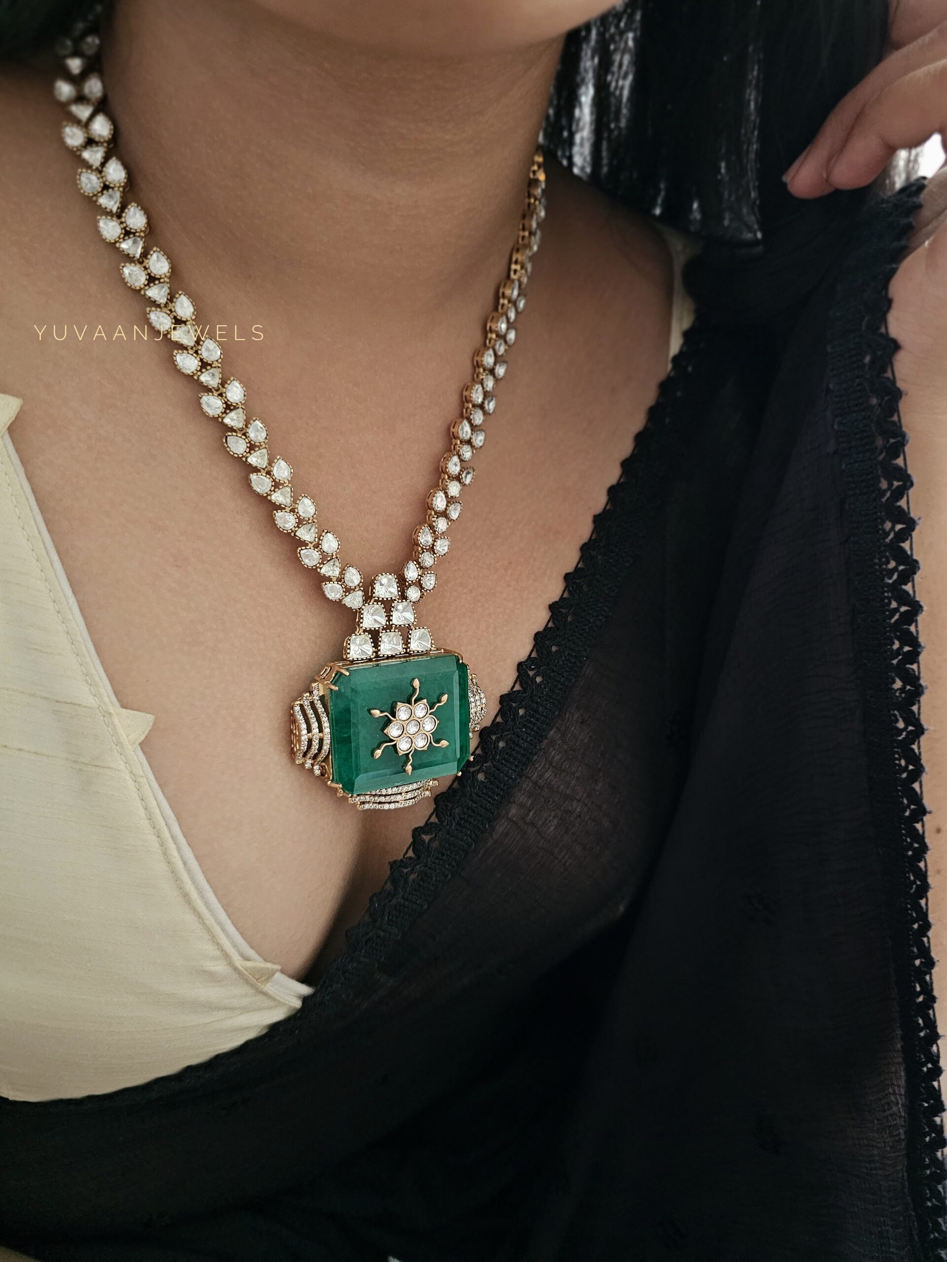 Shifa Quartz and Polki necklace Thumbnail