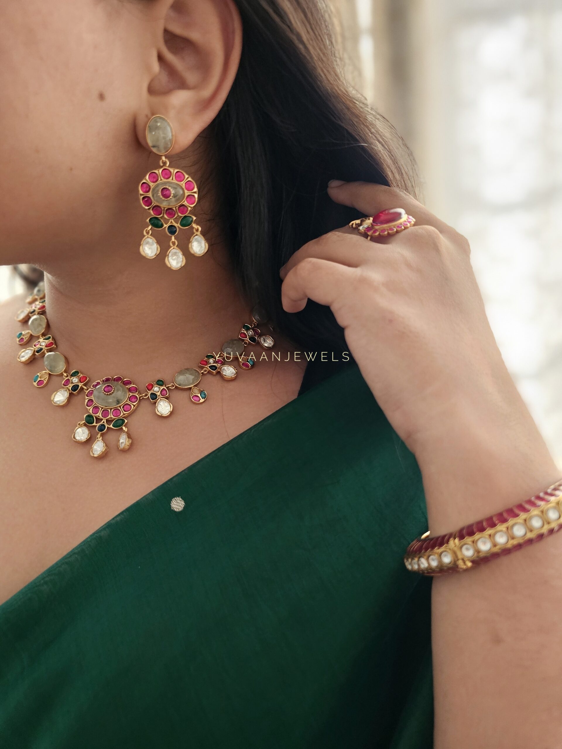 Arshiya polki & Quartz necklace Thumbnail