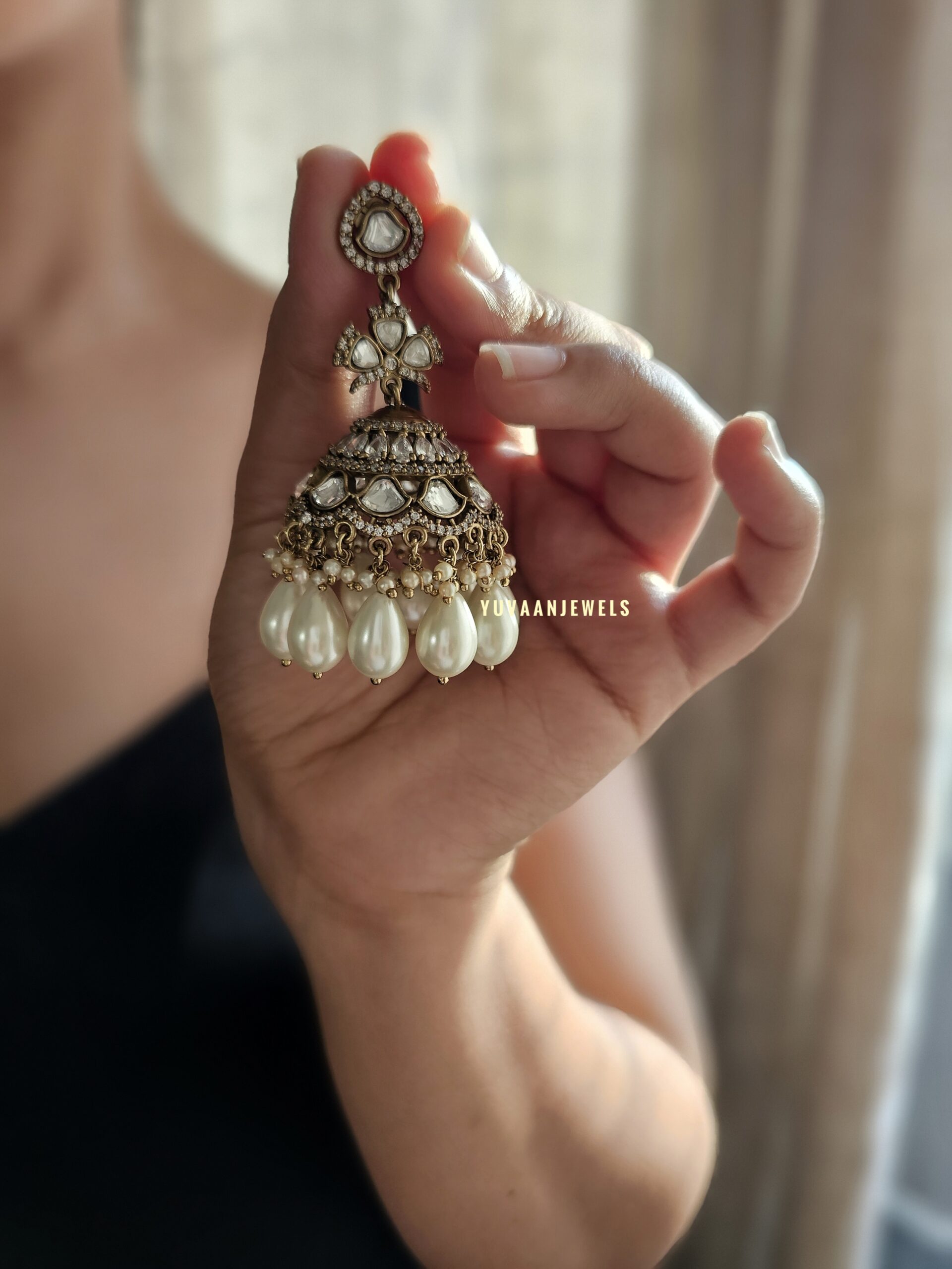 Resham Polki and Pearls Jhumki Thumbnail