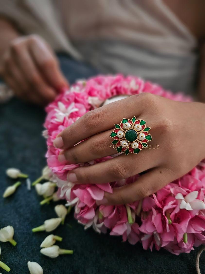 Moh karna phool studs and ring Thumbnail