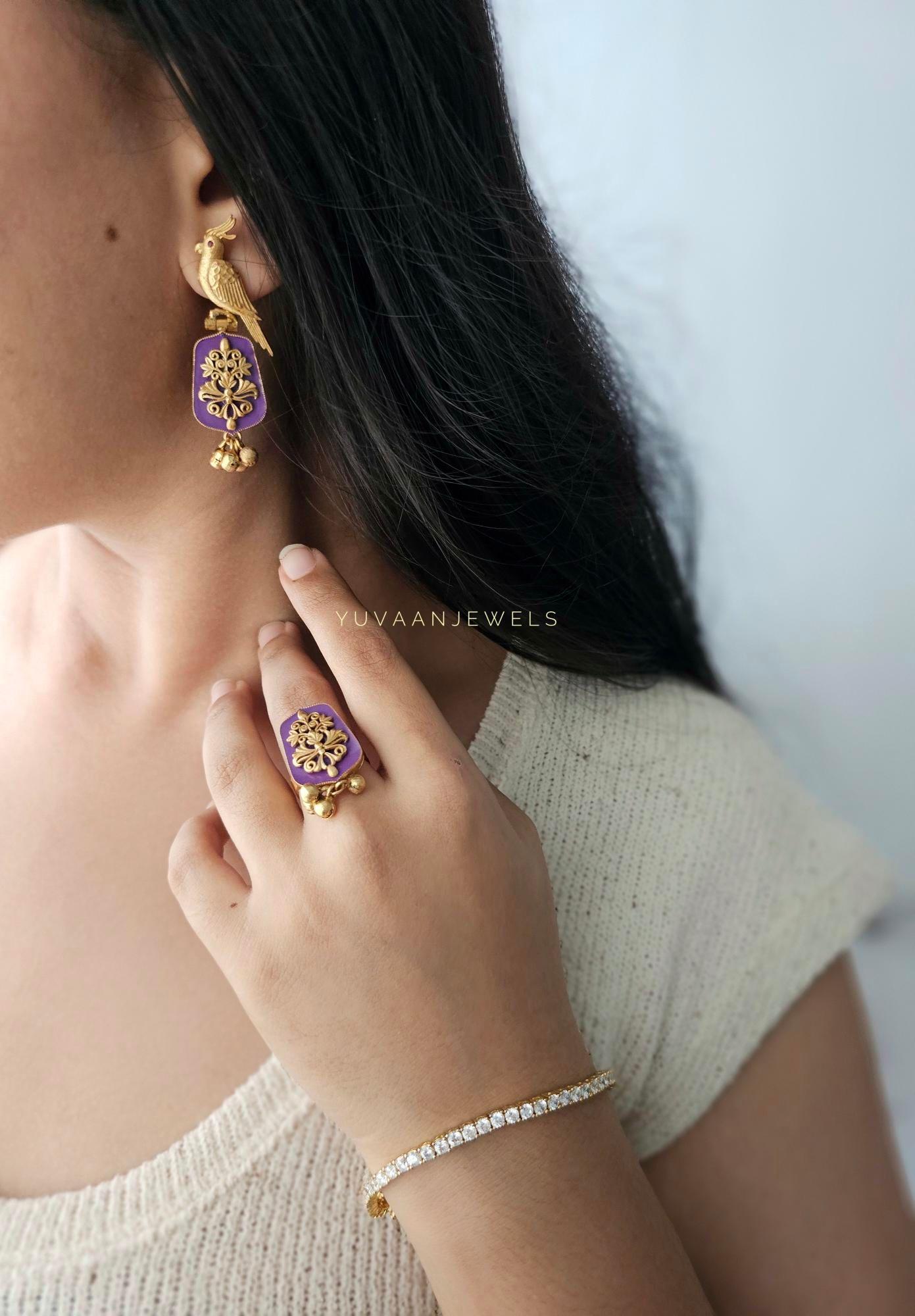 Mainaa handcrafted earings and ring Thumbnail