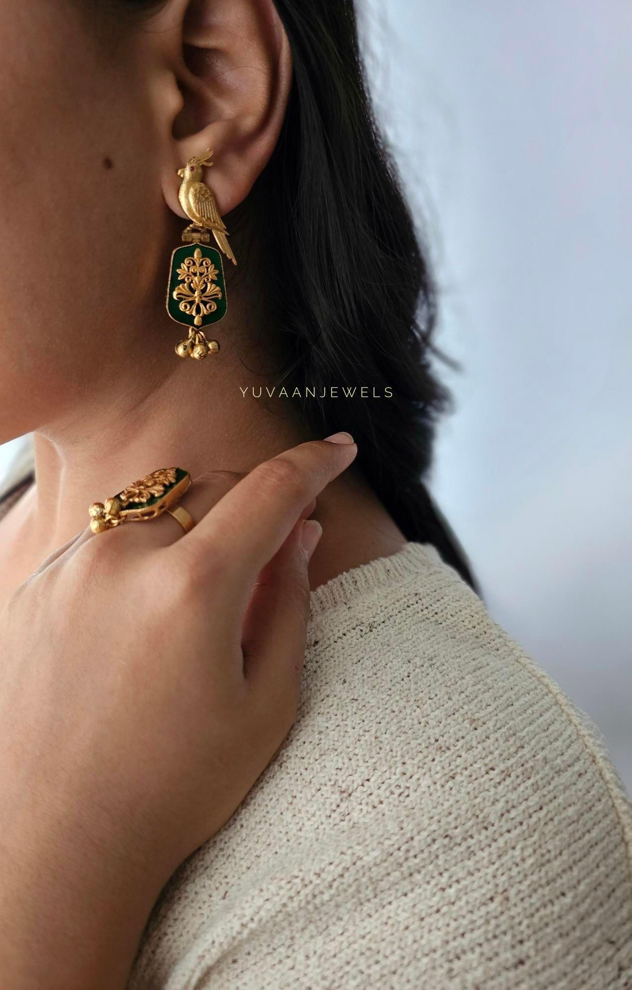 Mainaa handcrafted earings and ring Thumbnail