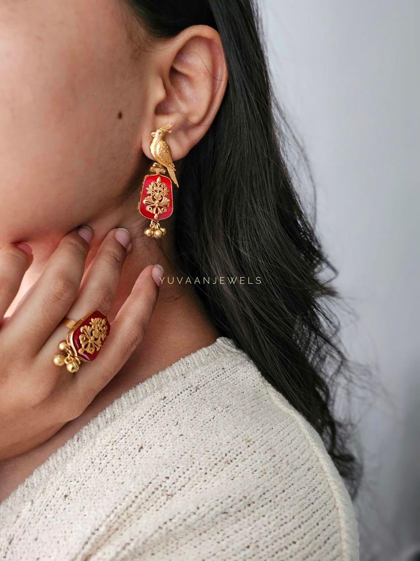 Mainaa handcrafted earings and ring Thumbnail