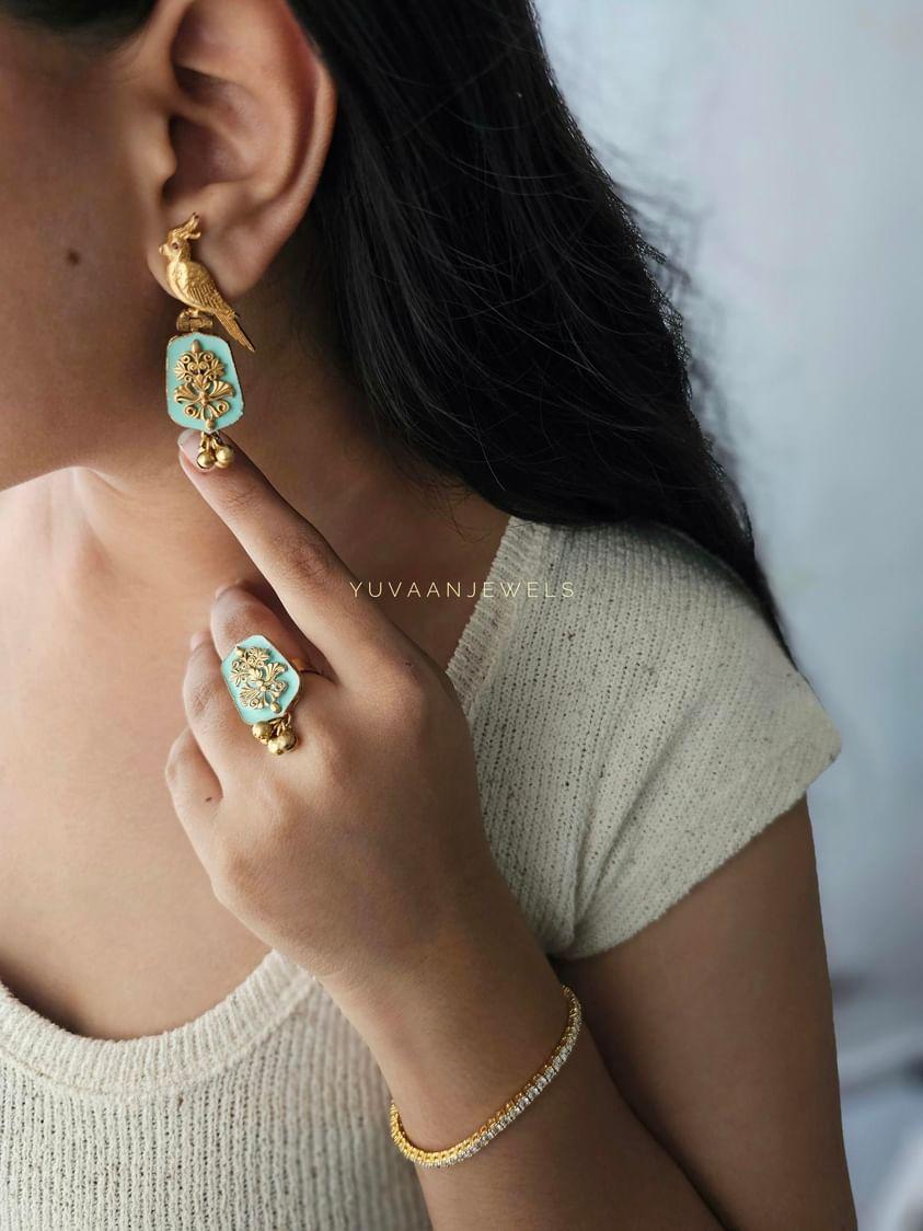 Mainaa handcrafted earings and ring Thumbnail