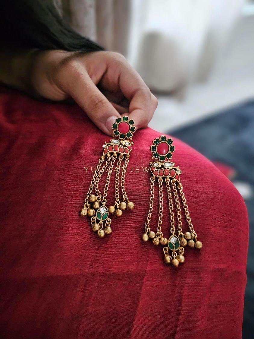 Anindita handcrafted earrings with kaan chain Thumbnail