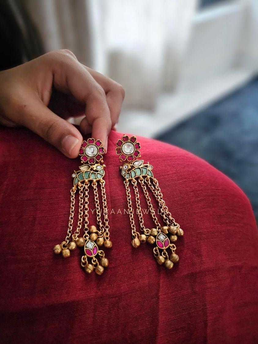 Anindita handcrafted earrings with kaan chain Thumbnail