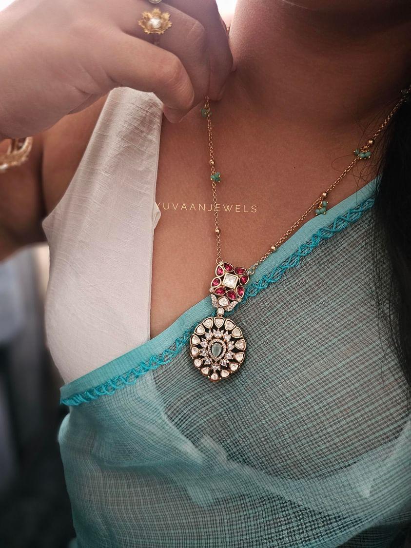 Sneha polki delicate necklace Thumbnail