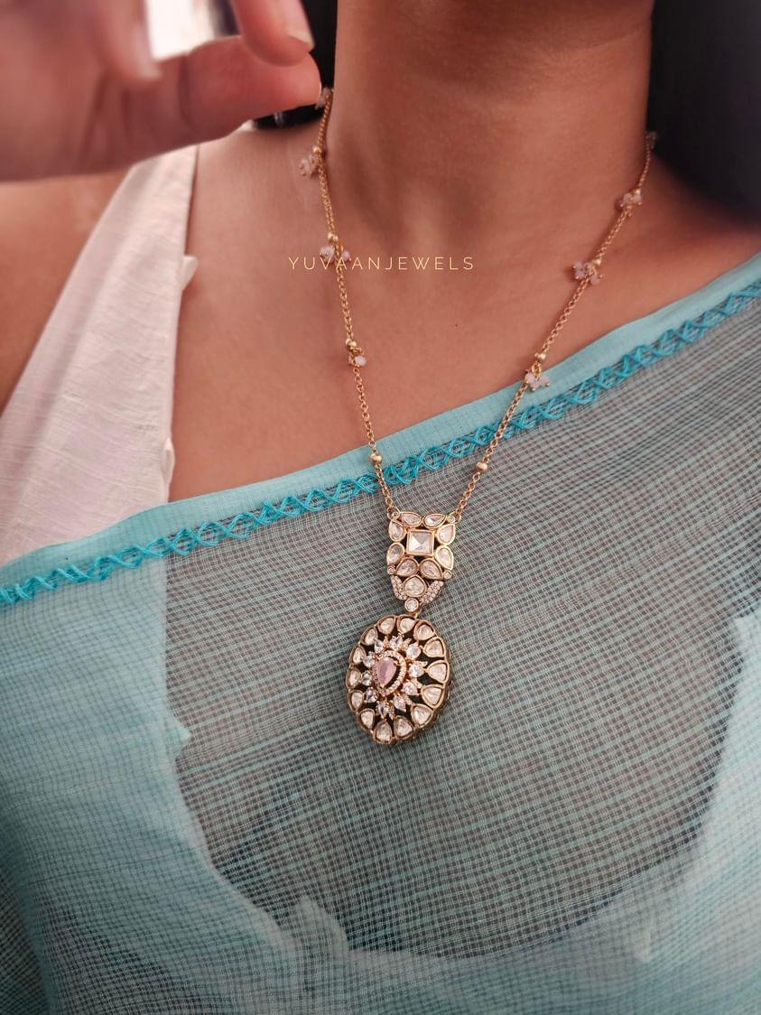 Sneha delicate polki necklace Thumbnail