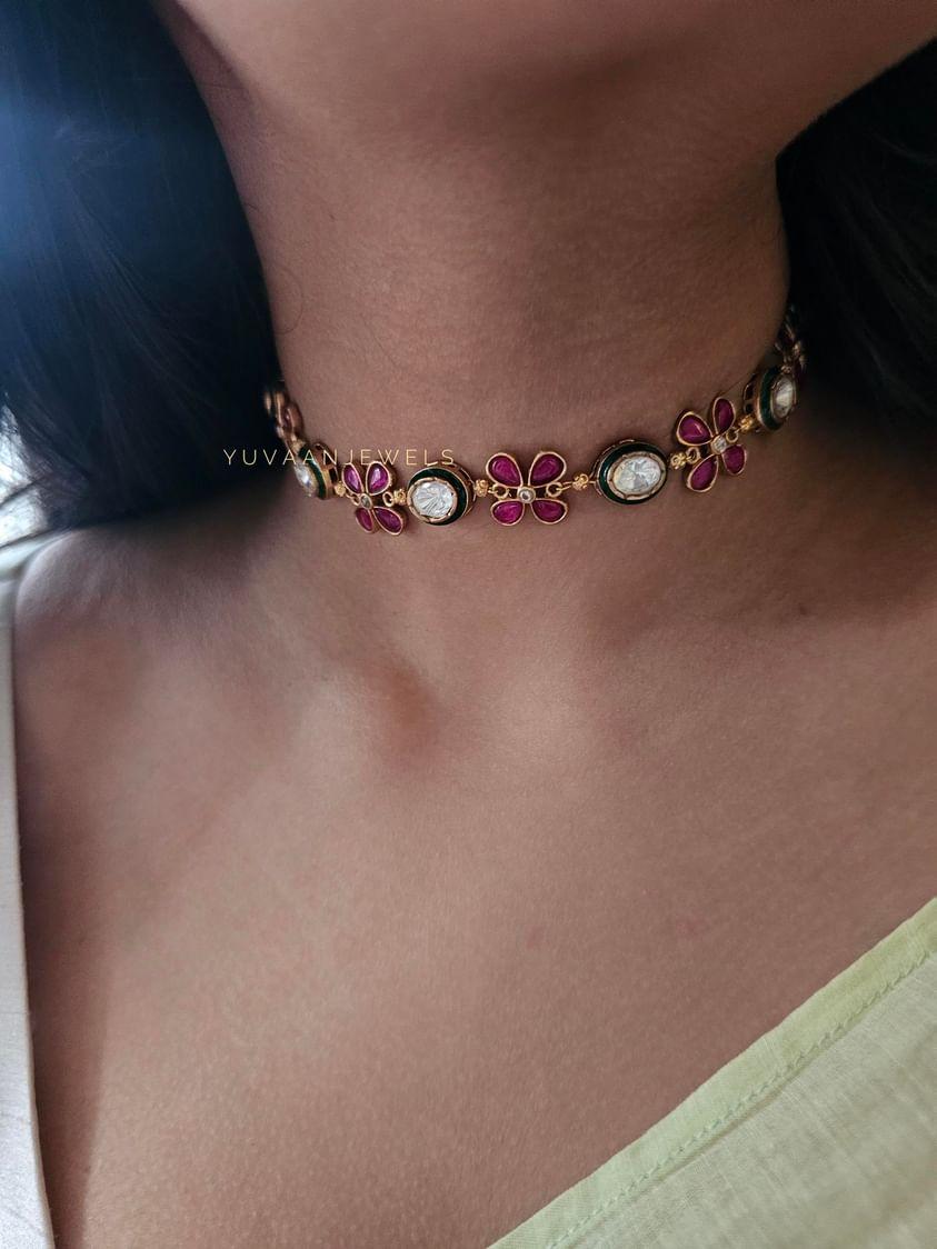 Sangeeta delicate quartz and polki choker