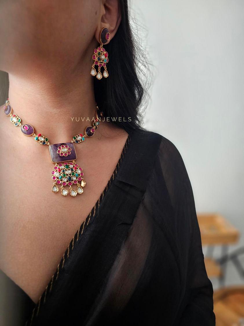 Rangaat quartz and polki necklace Thumbnail