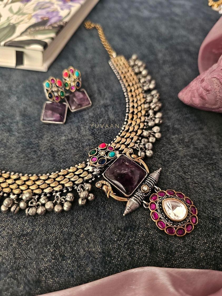 Aakash two toned necklace Thumbnail