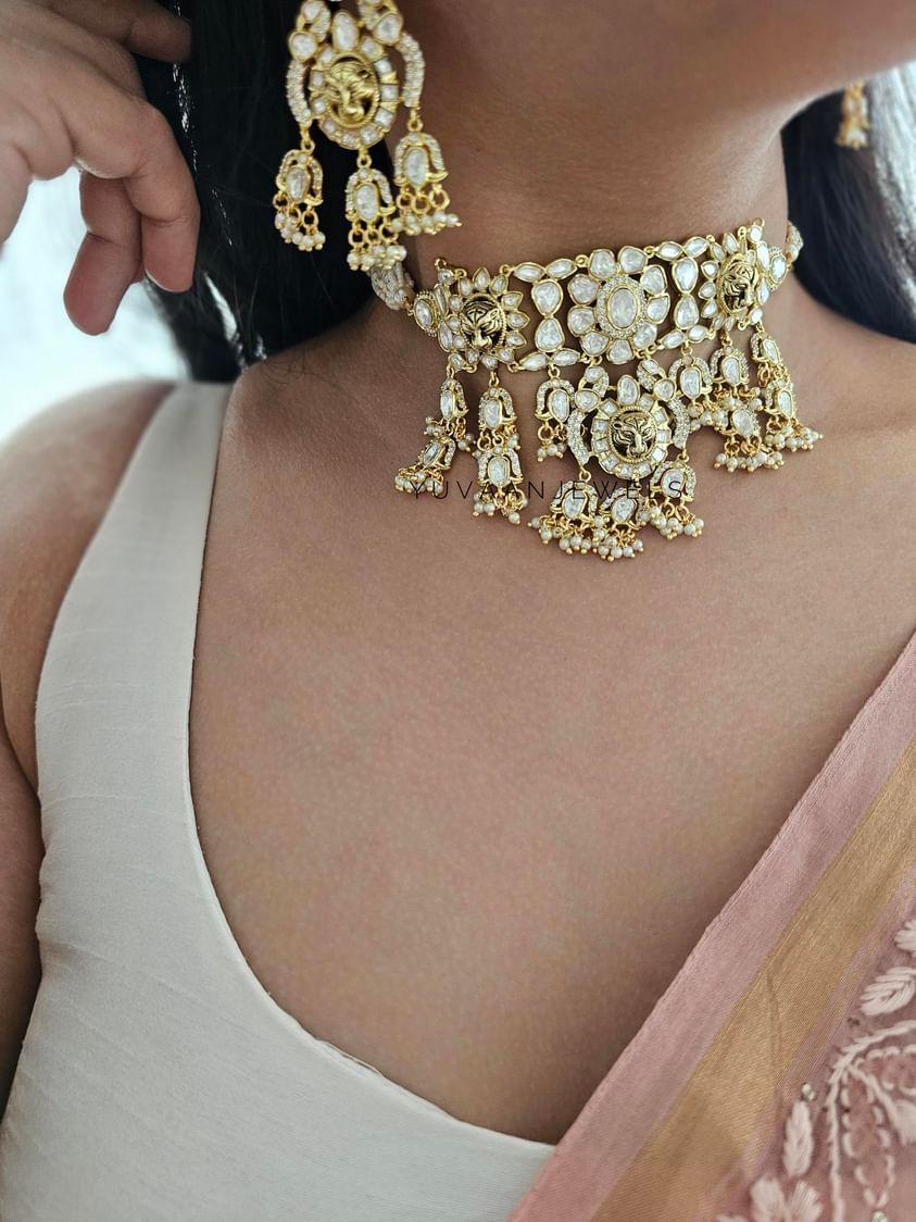 Nidhi pearl and polki choker