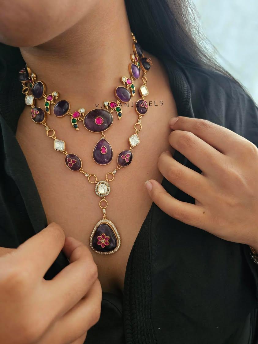 Meet long natural stone necklace Thumbnail