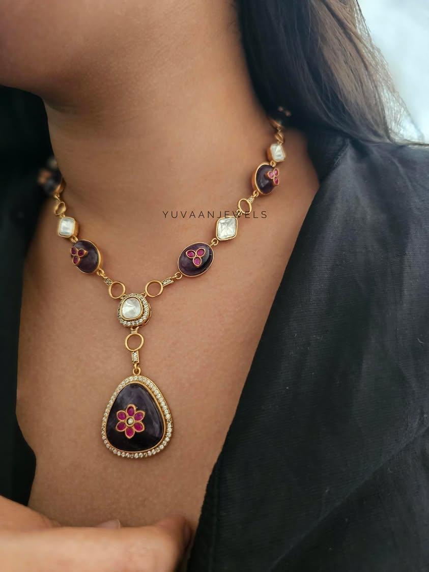 Meet long natural stone necklace Thumbnail